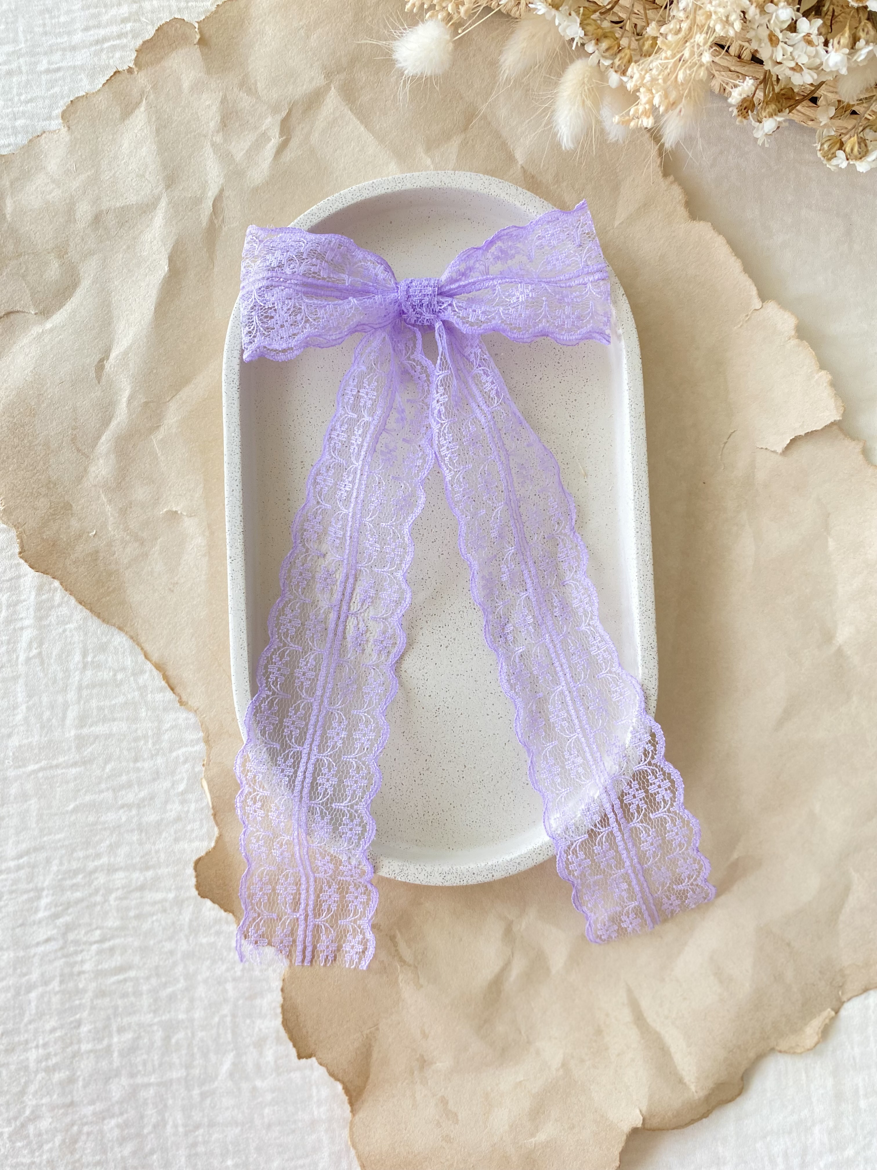 Noeud dentelle fine XL lilas
