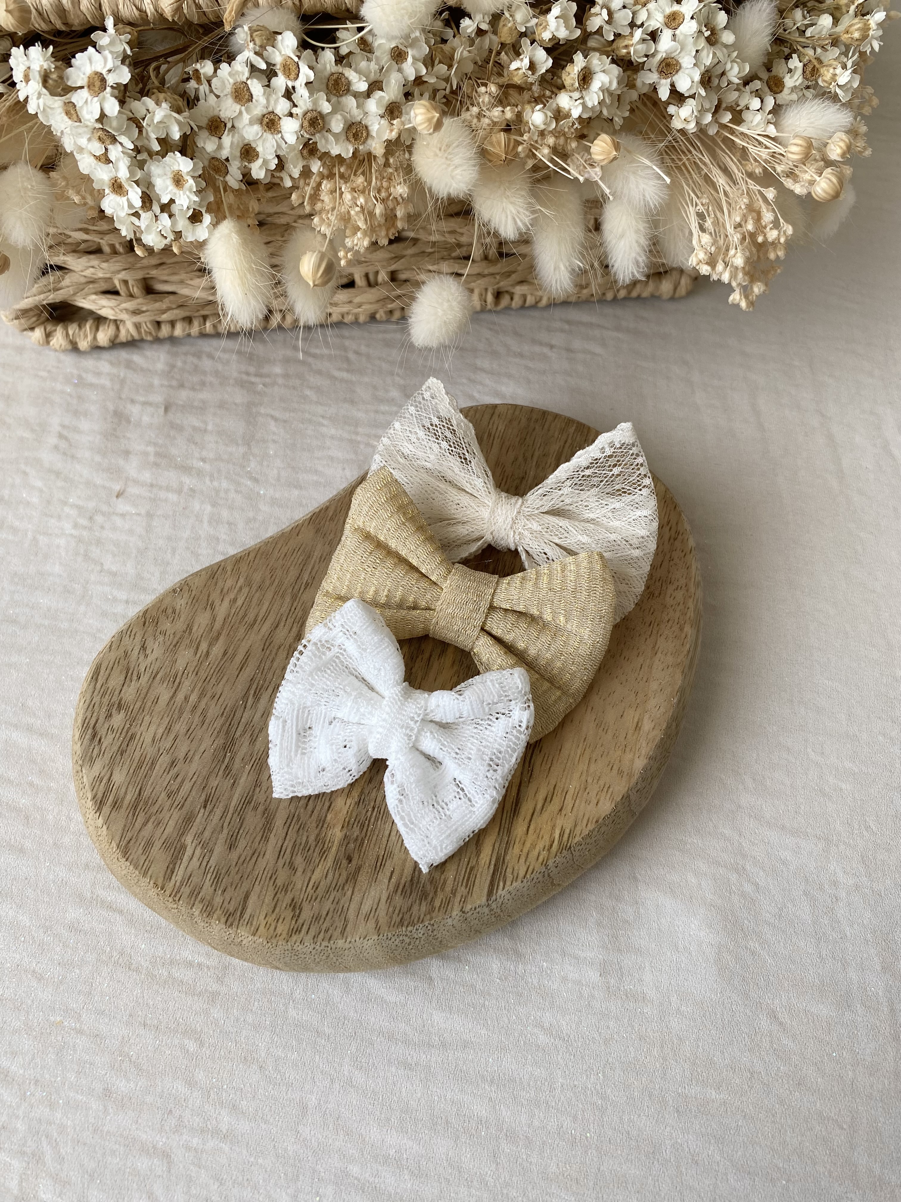Lot de 3 noeuds en tulle et dentelle