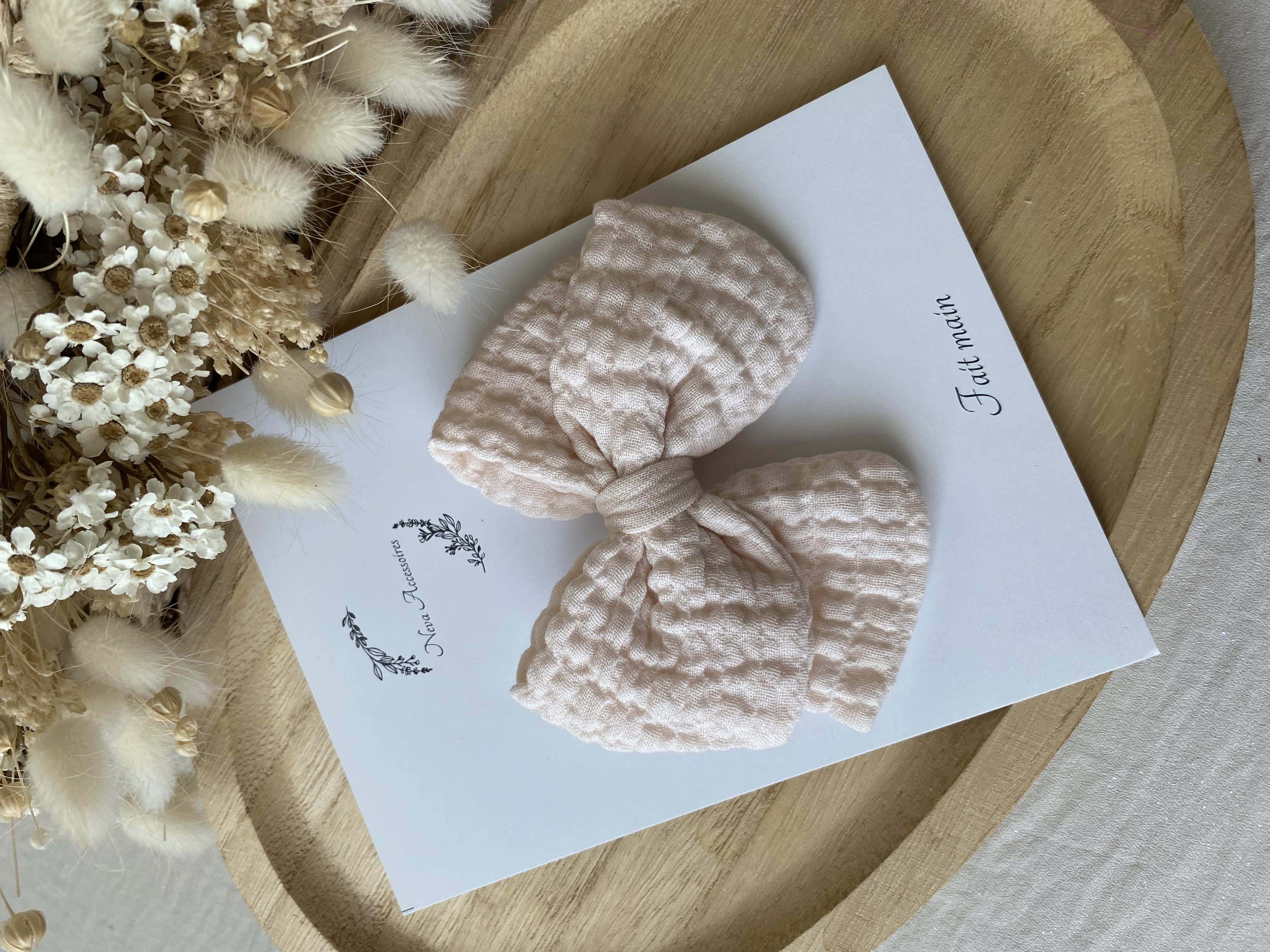 Noeud beige rosé L