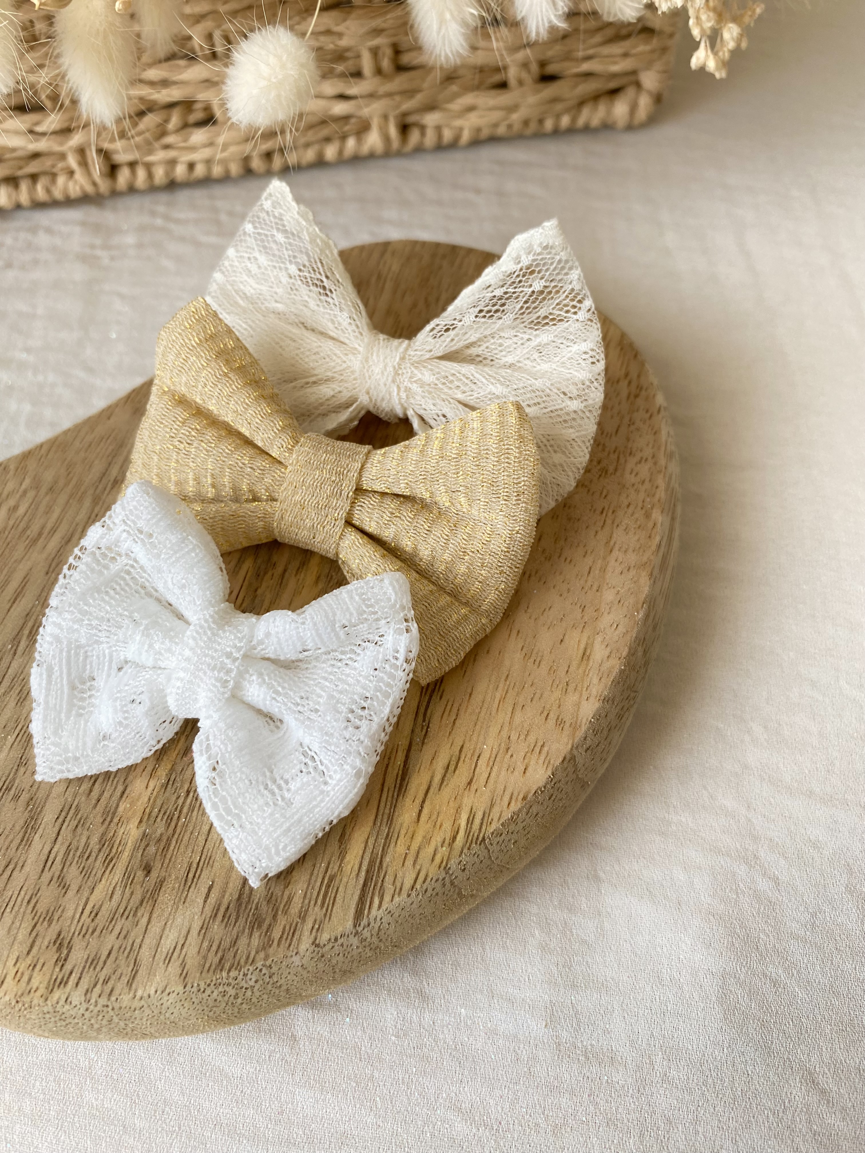 Lot de 3 noeuds en tulle et dentelle