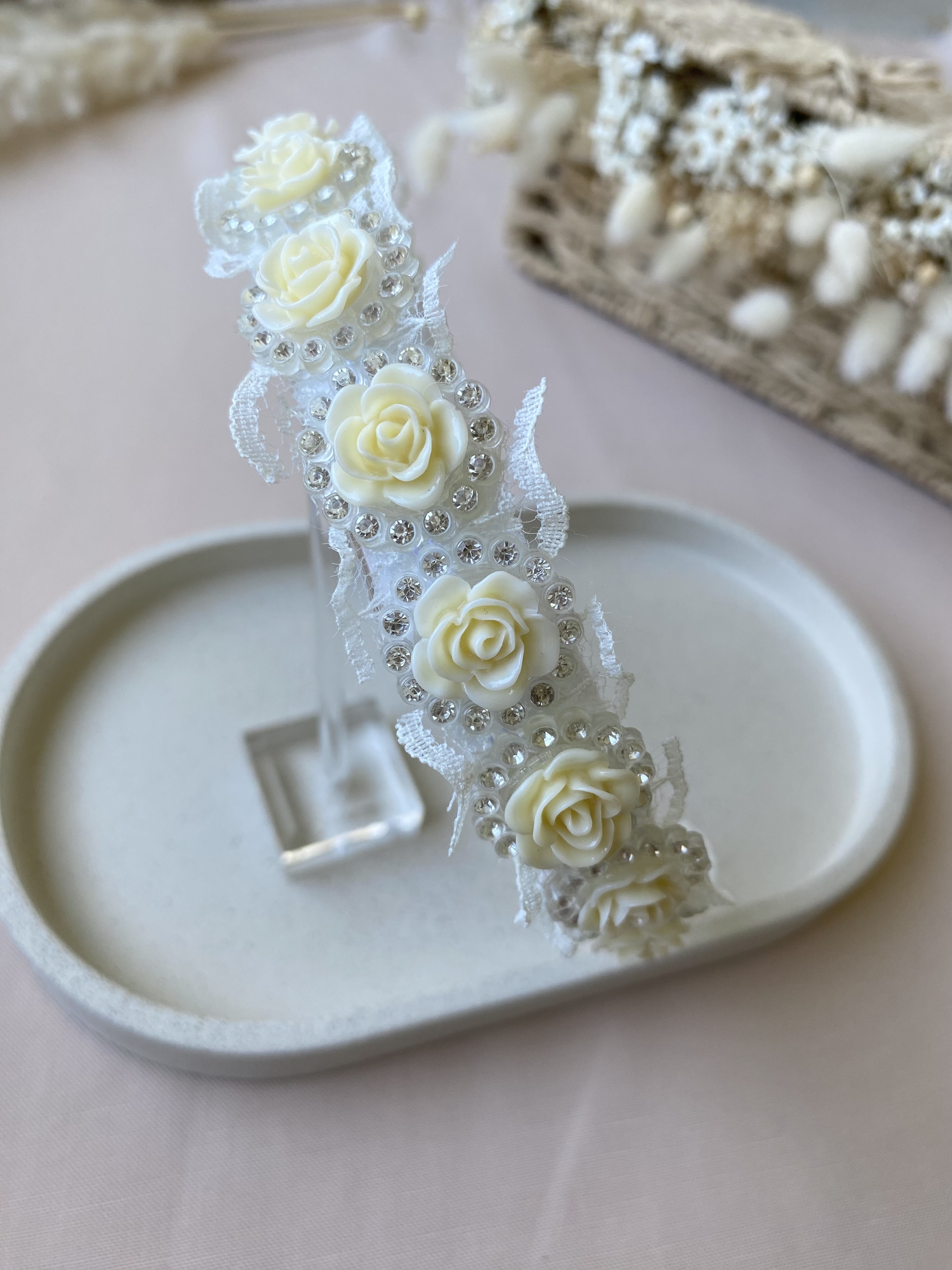 Serre tête rose vintage