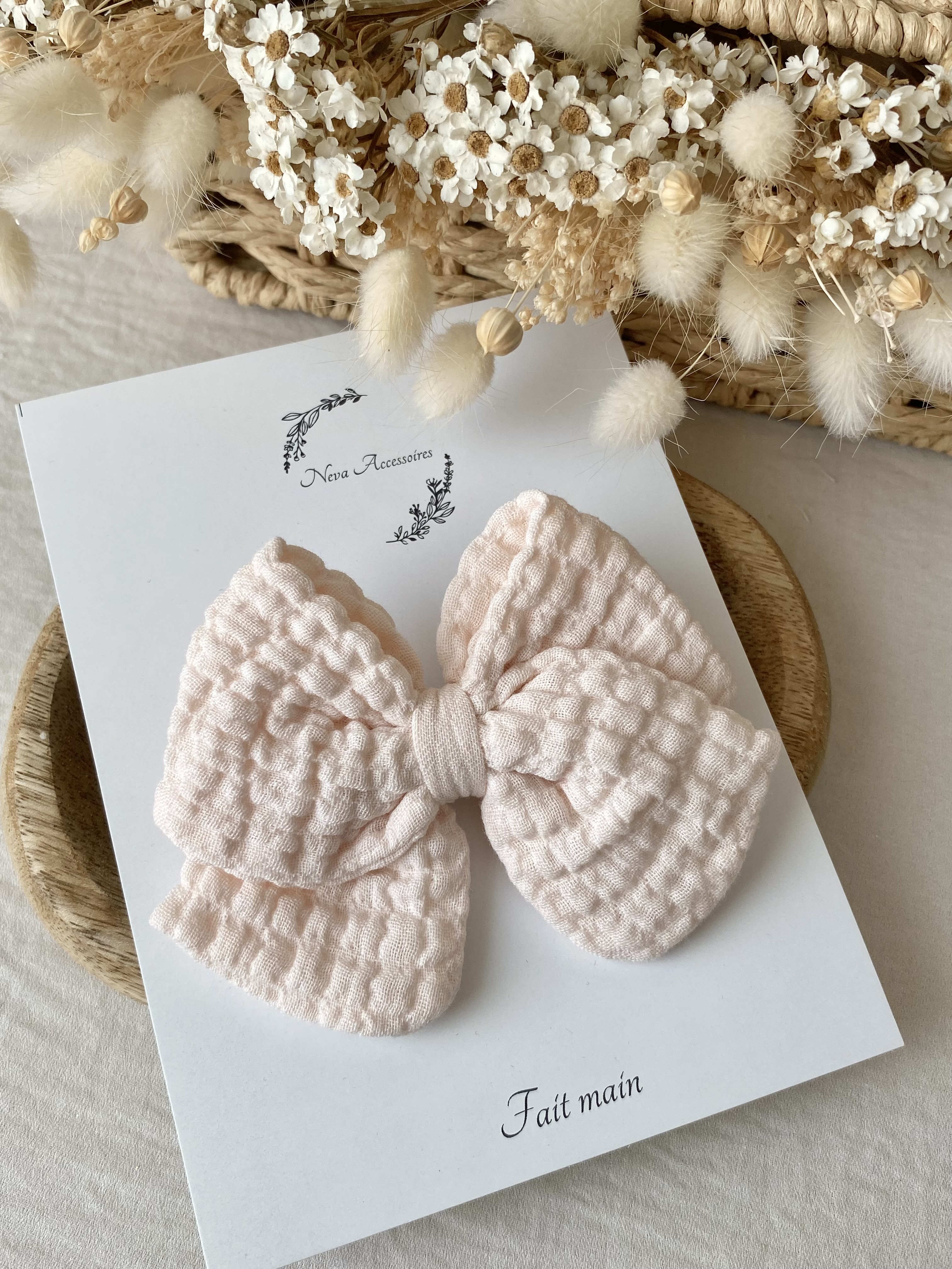 Noeud beige rosé M