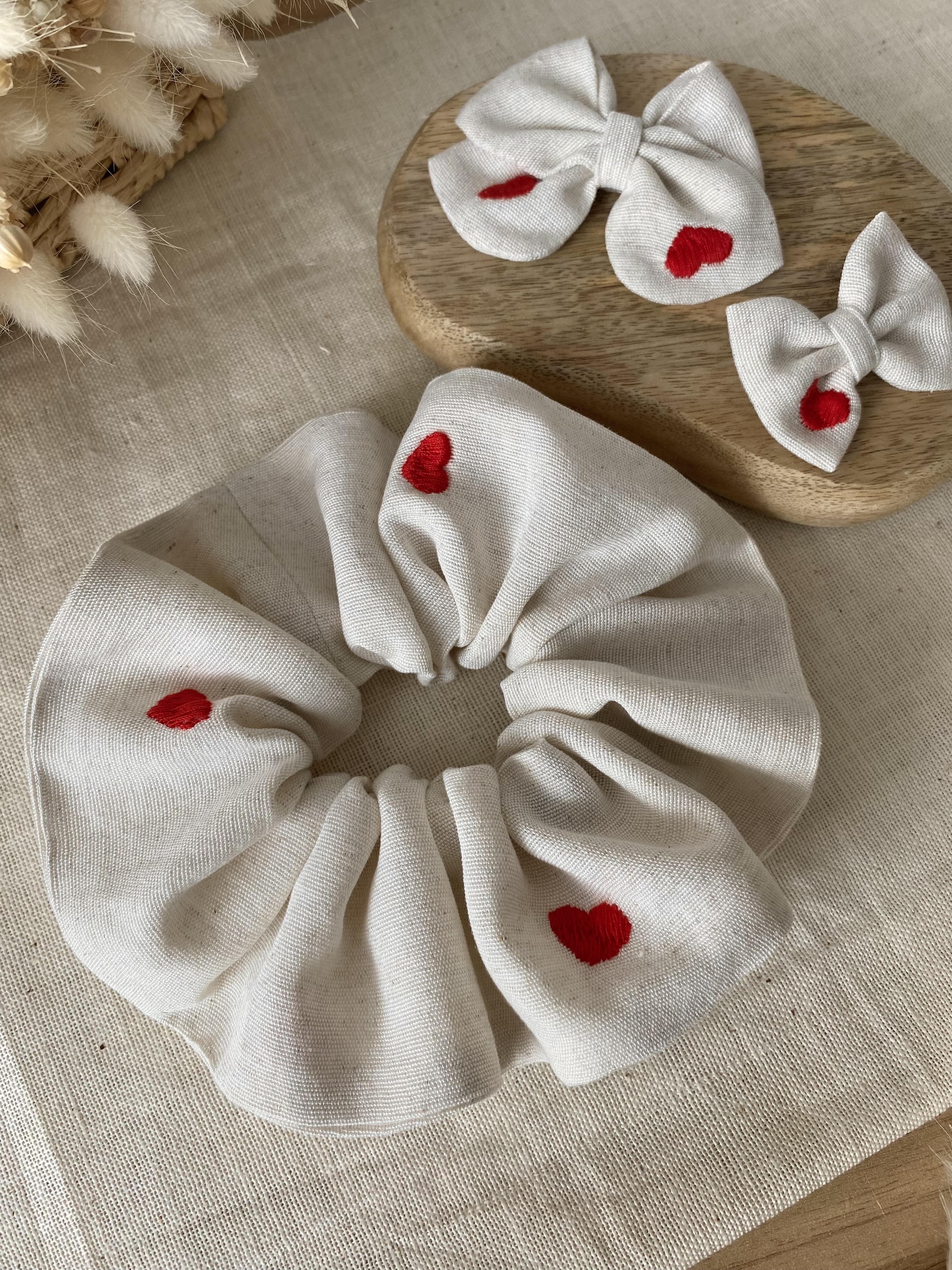 Chouchou coeur brodé XL