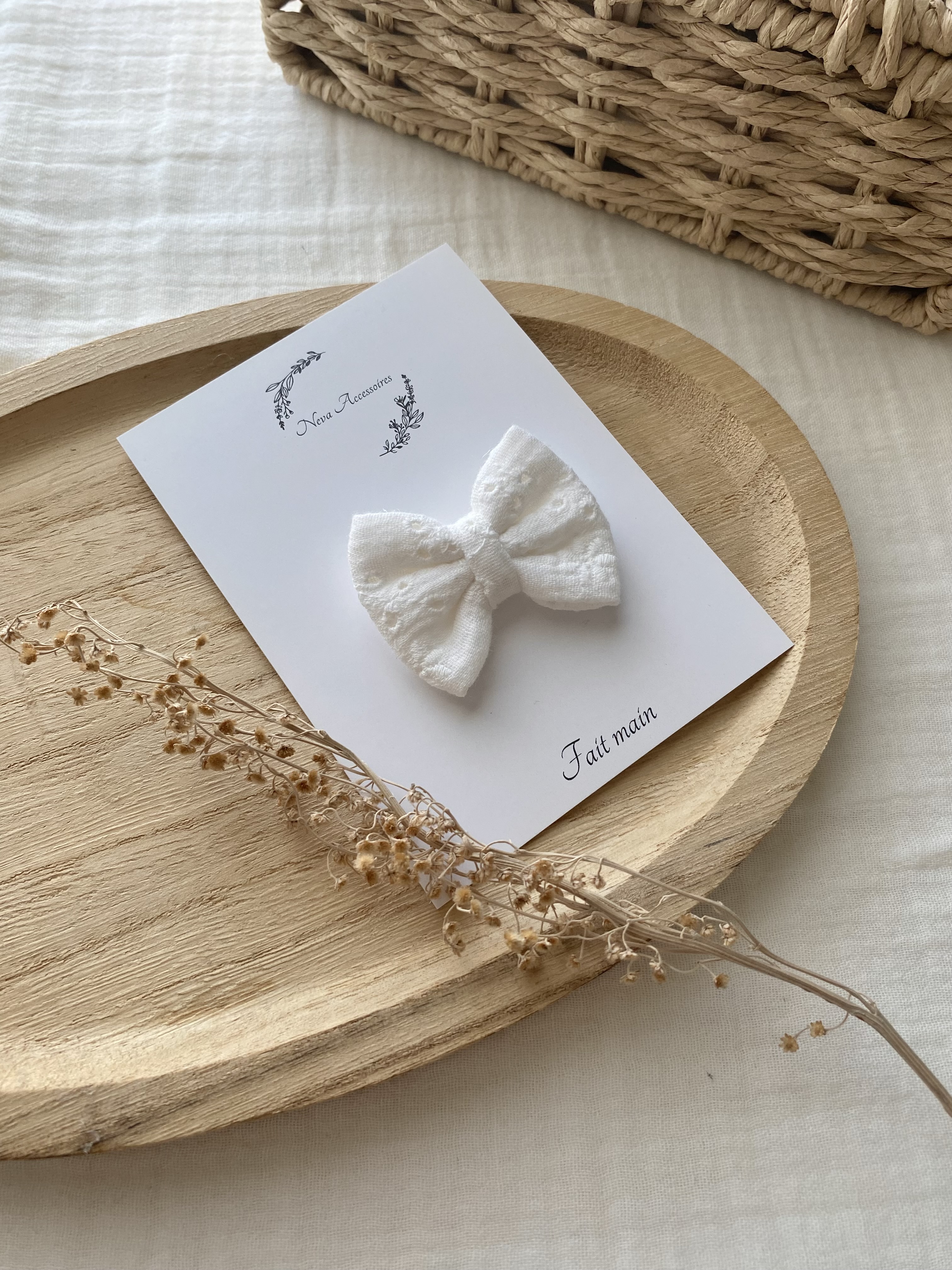 Noeud broderie anglaise blanche S