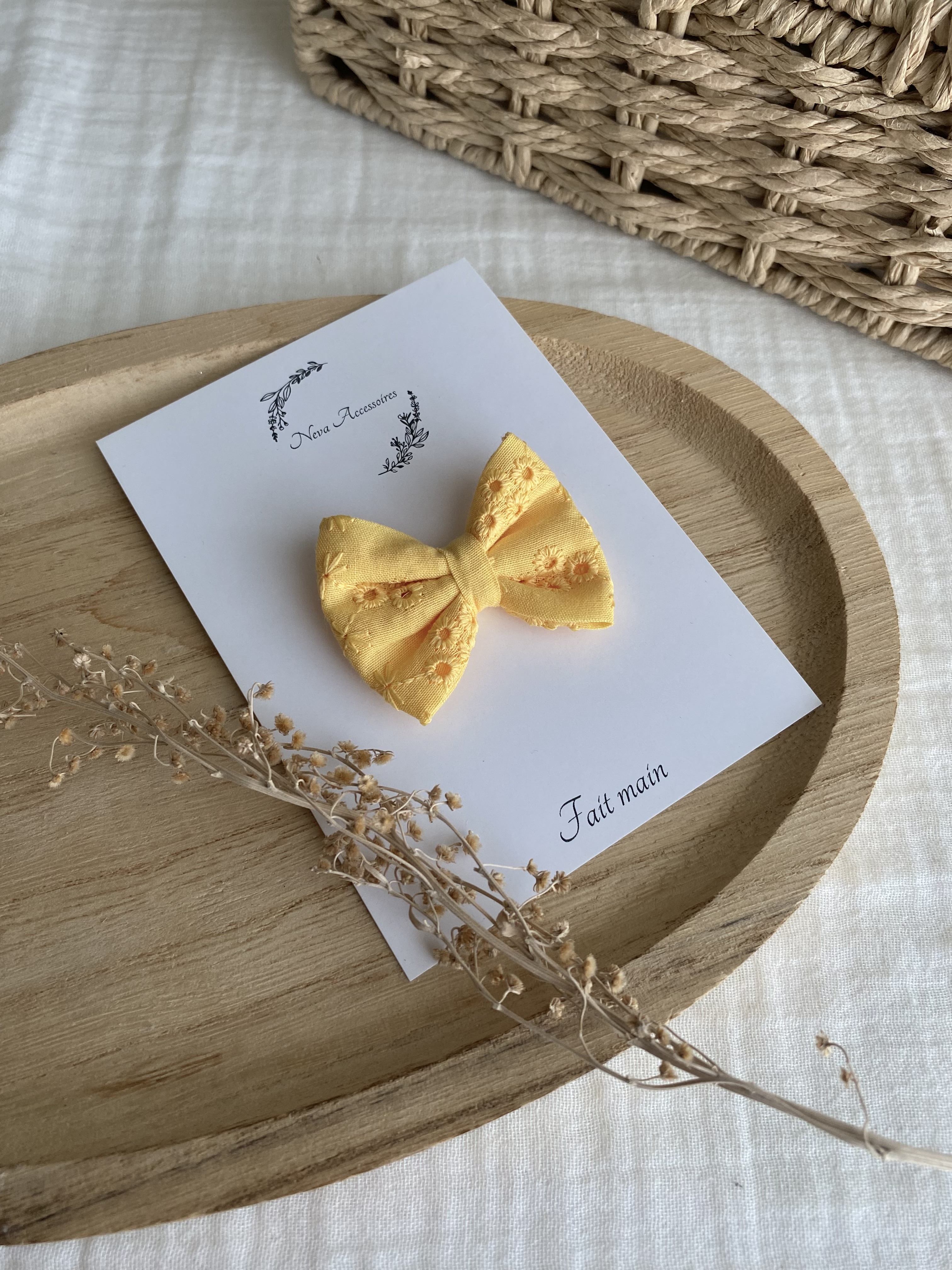 Noeud broderie anglaise Jaune S