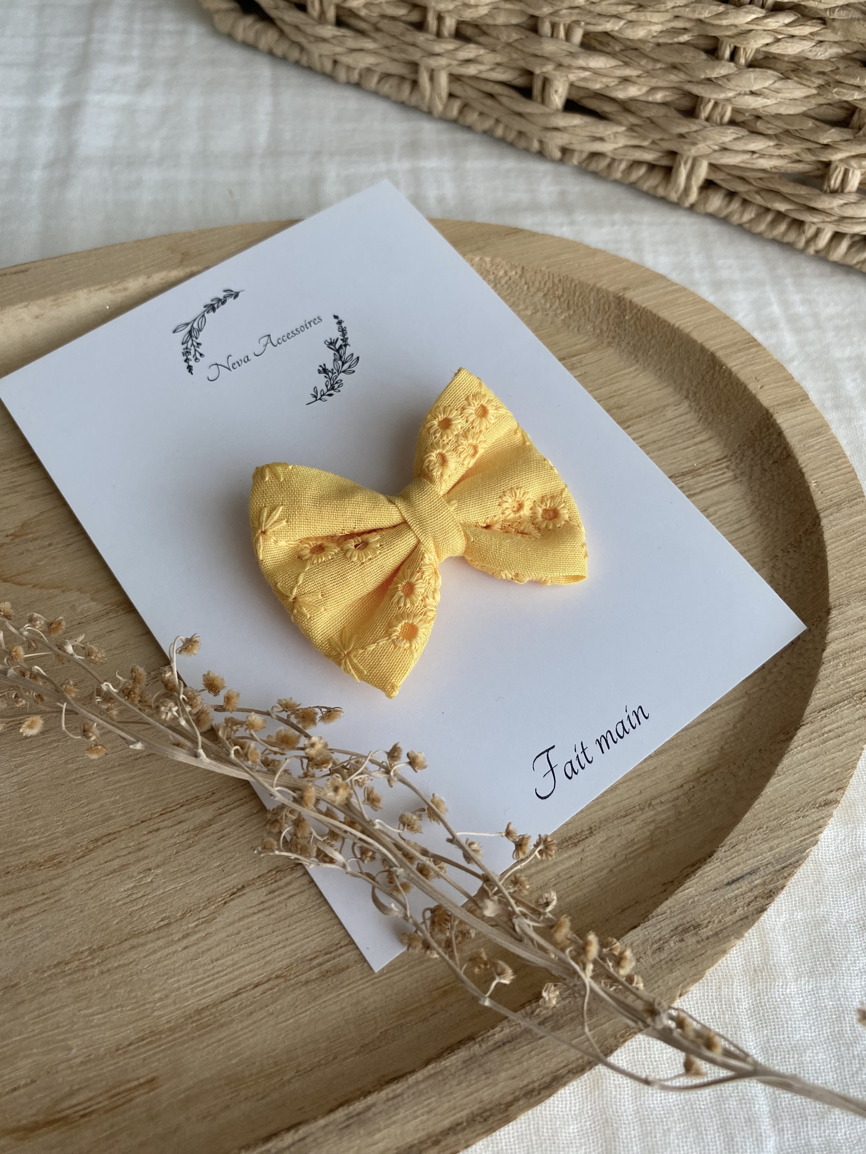 Noeud broderie anglaise Jaune S