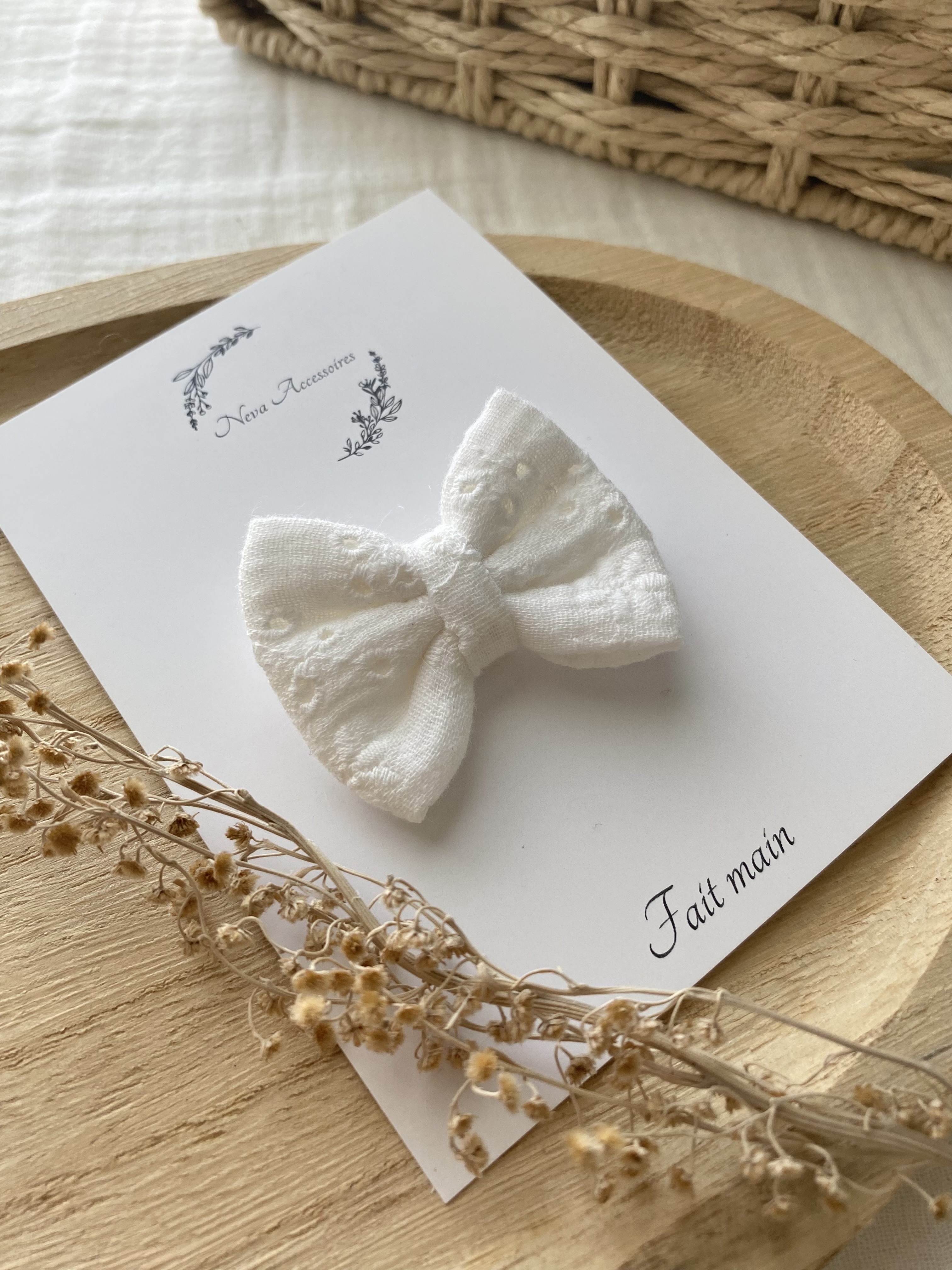 Noeud broderie anglaise blanche S