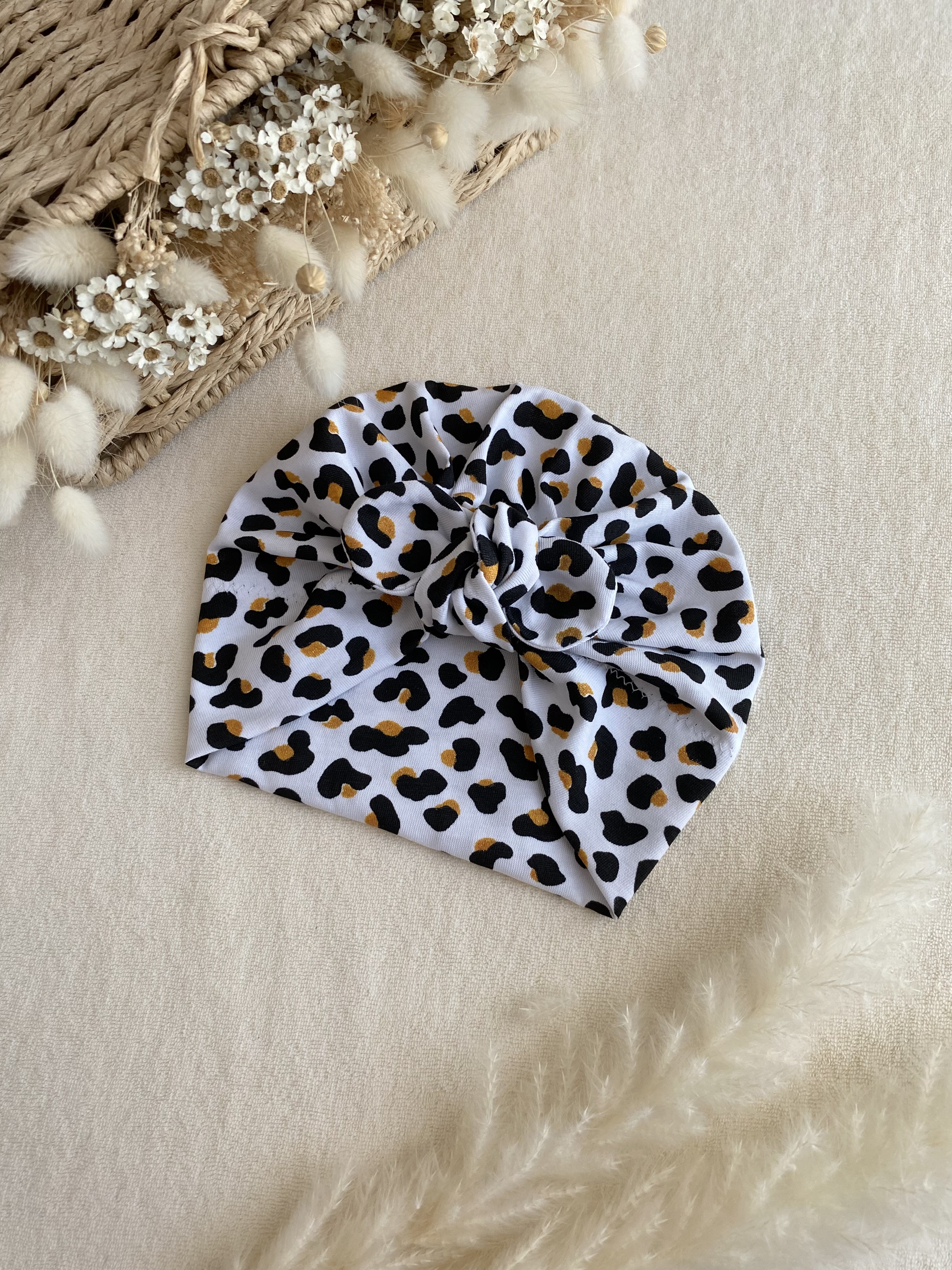 Turban léopard blanc
