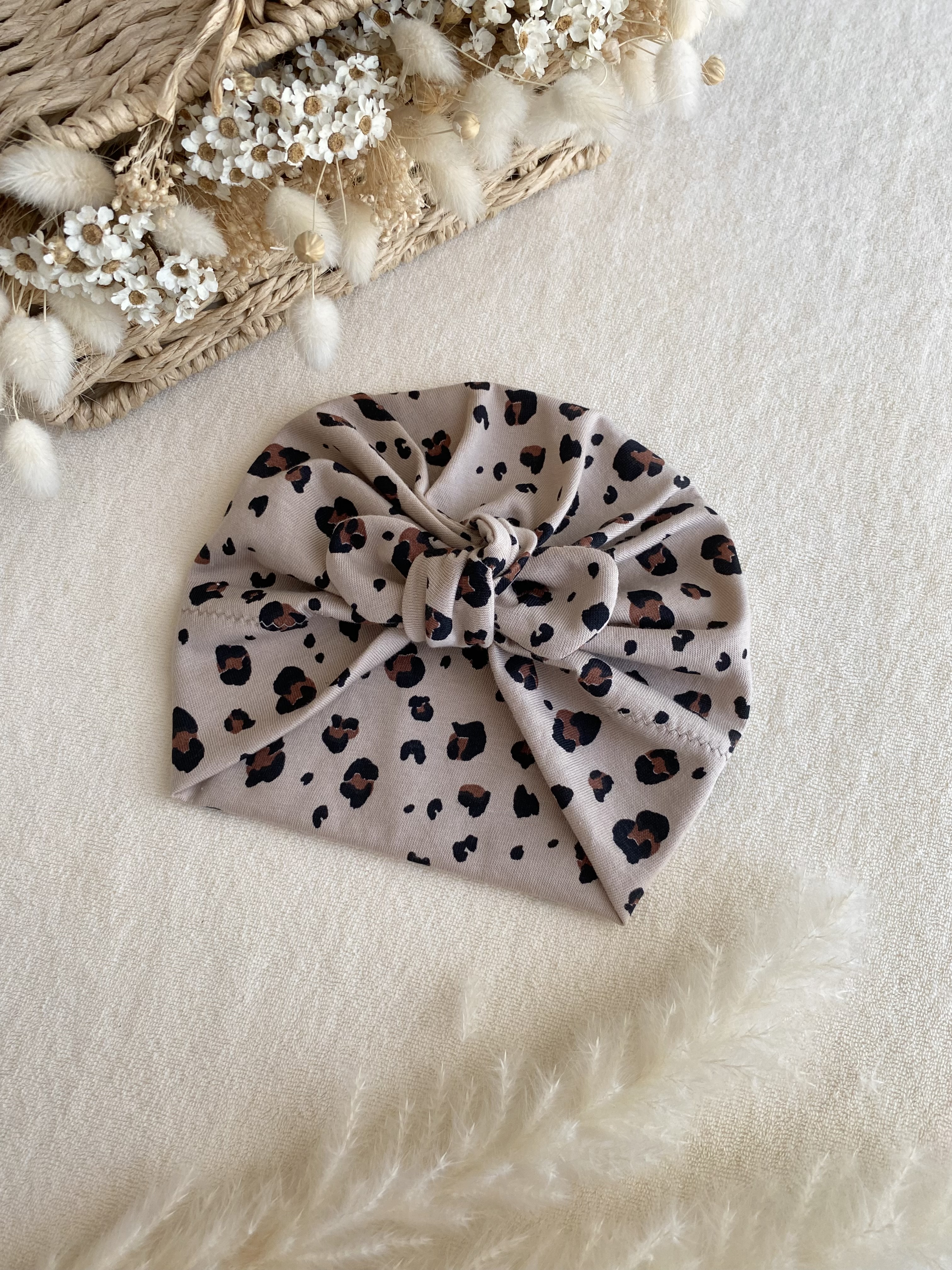 Turban léopard beige