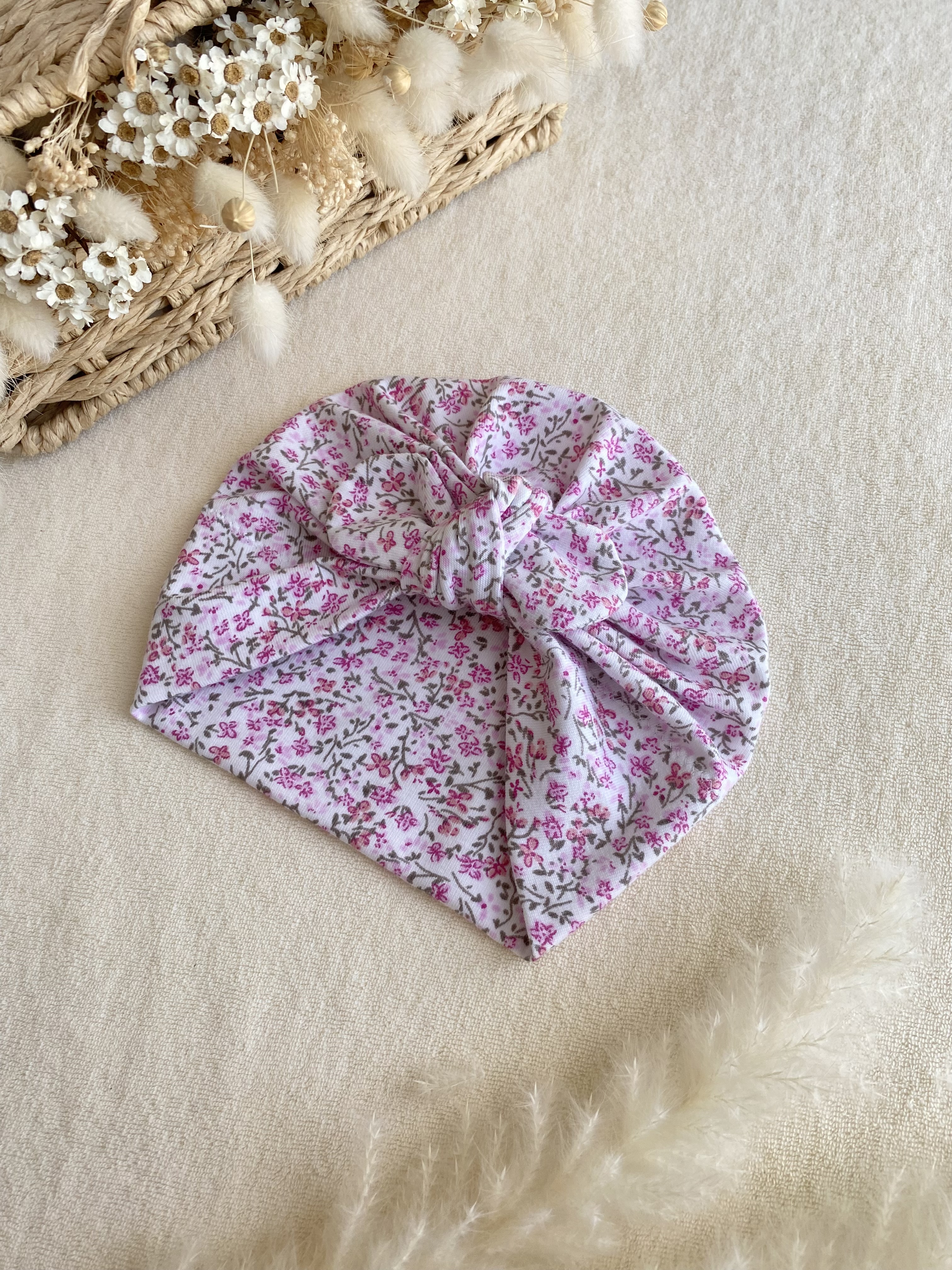 Turban fleuri fuchsia