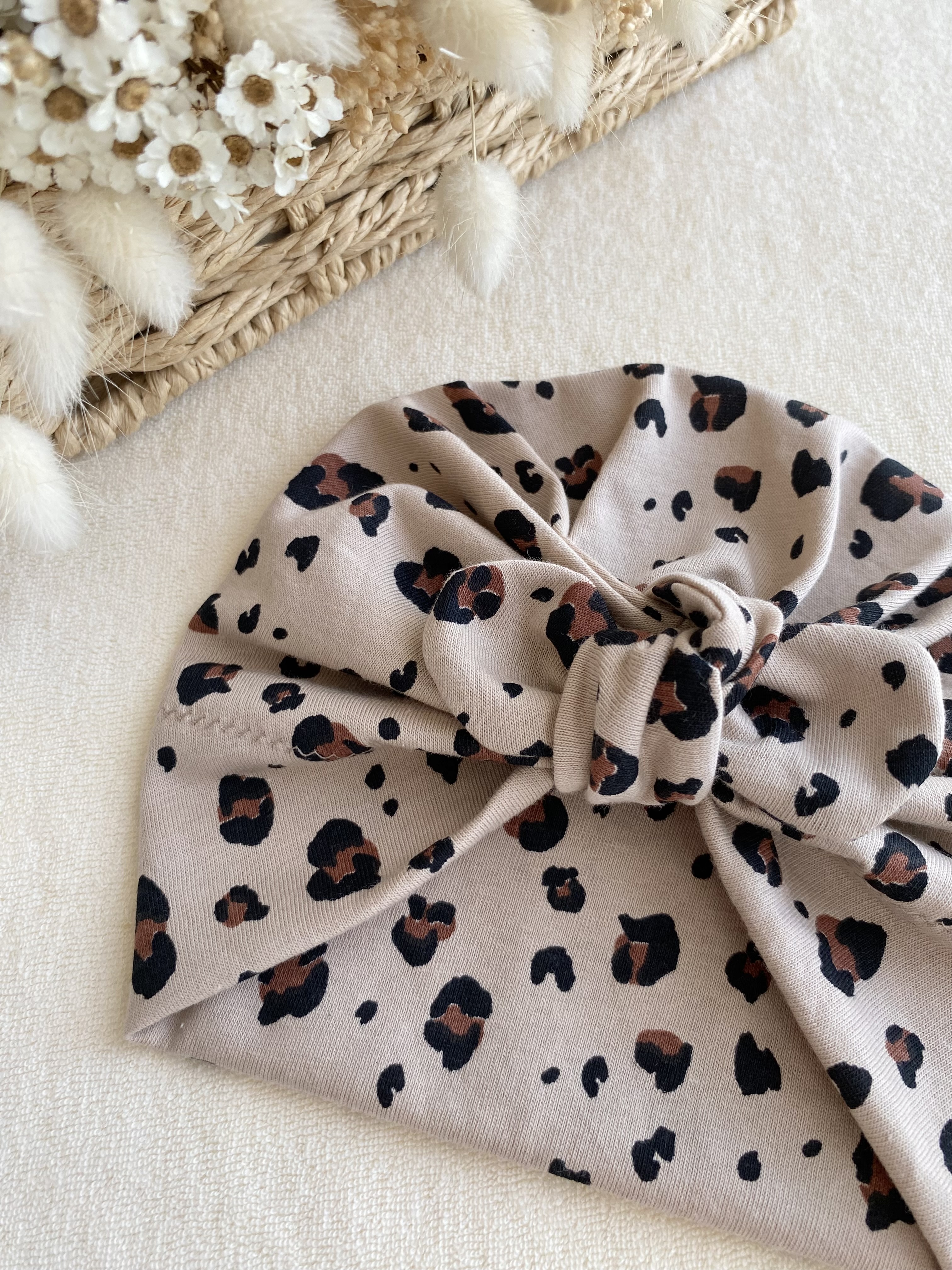 Turban léopard beige