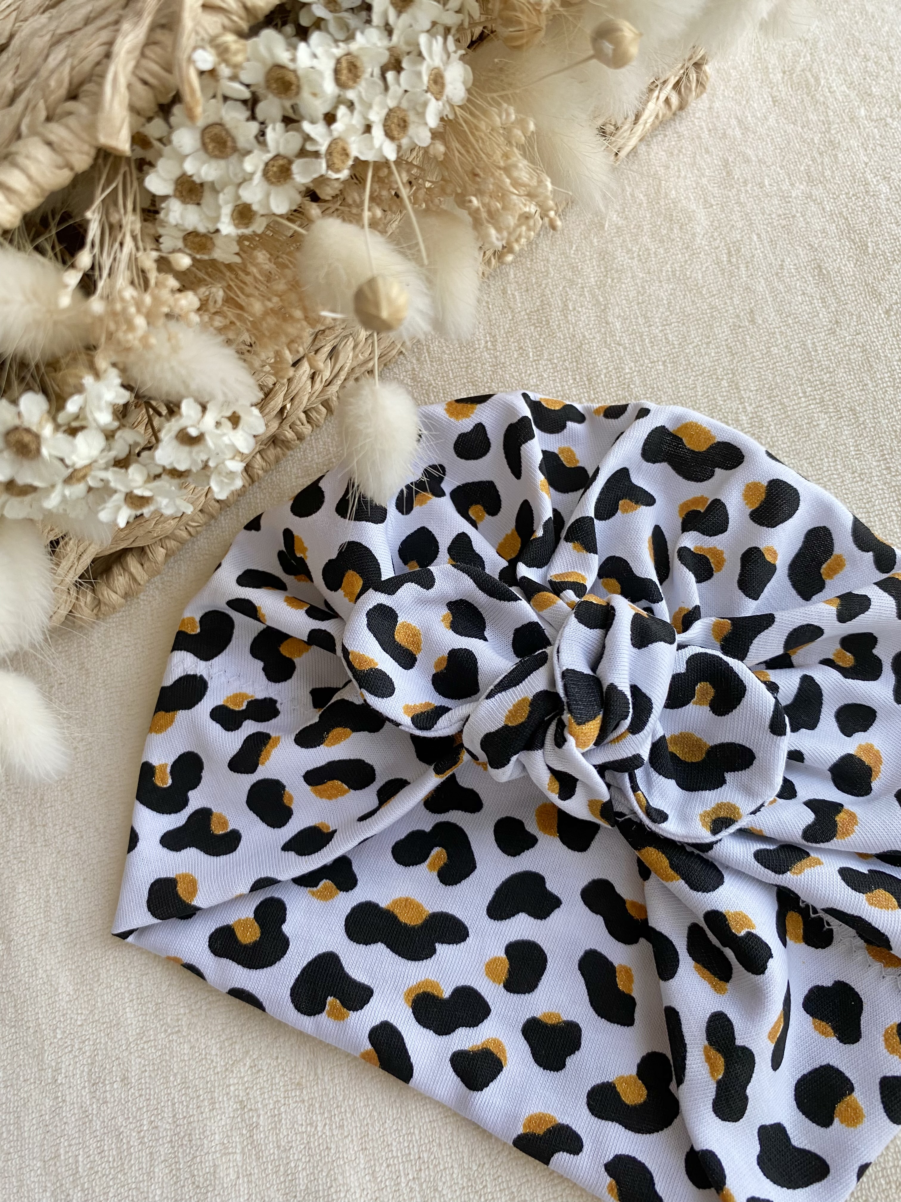 Turban léopard blanc