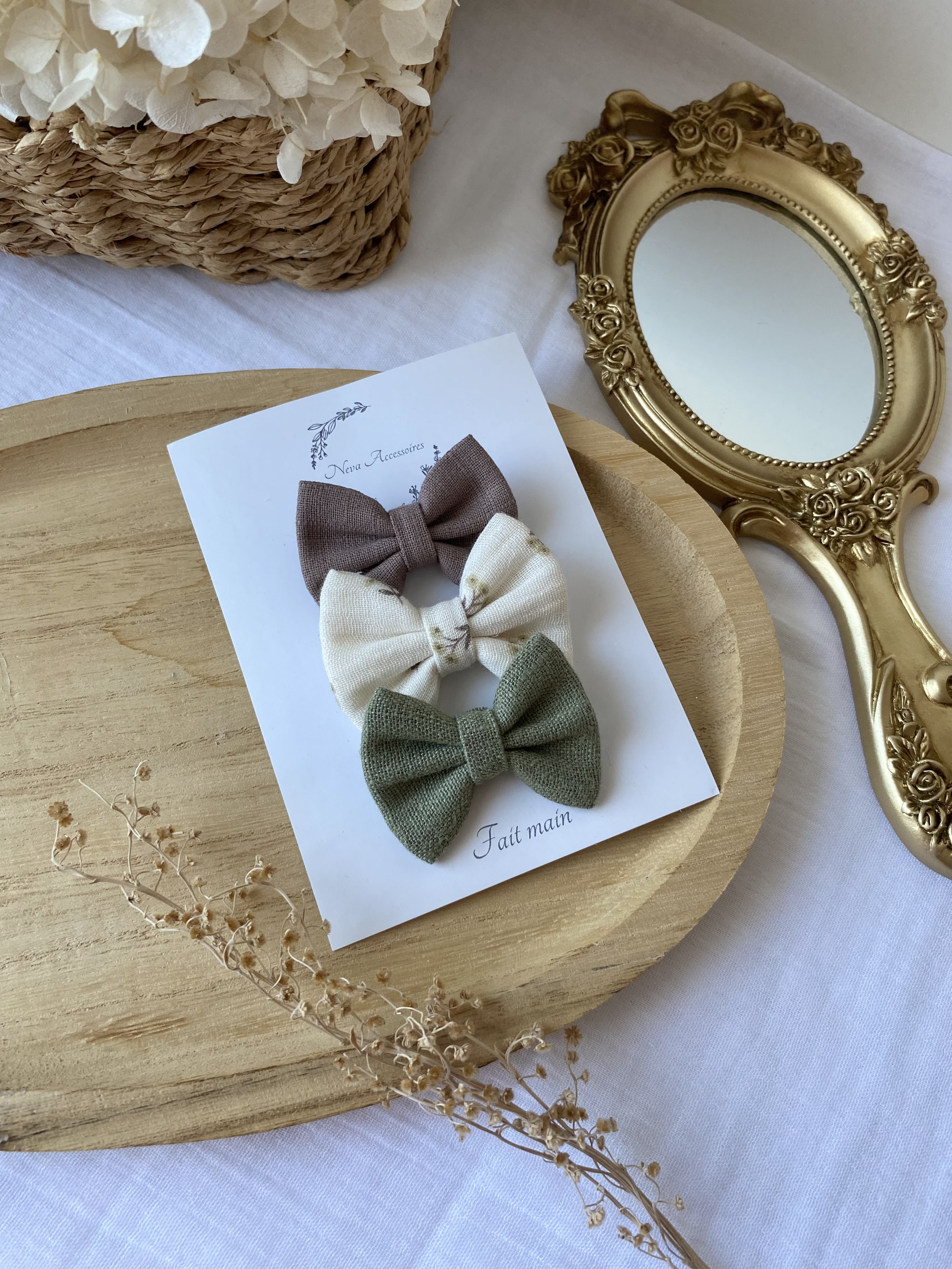 Lot de 3 nœuds fleur d'olive S