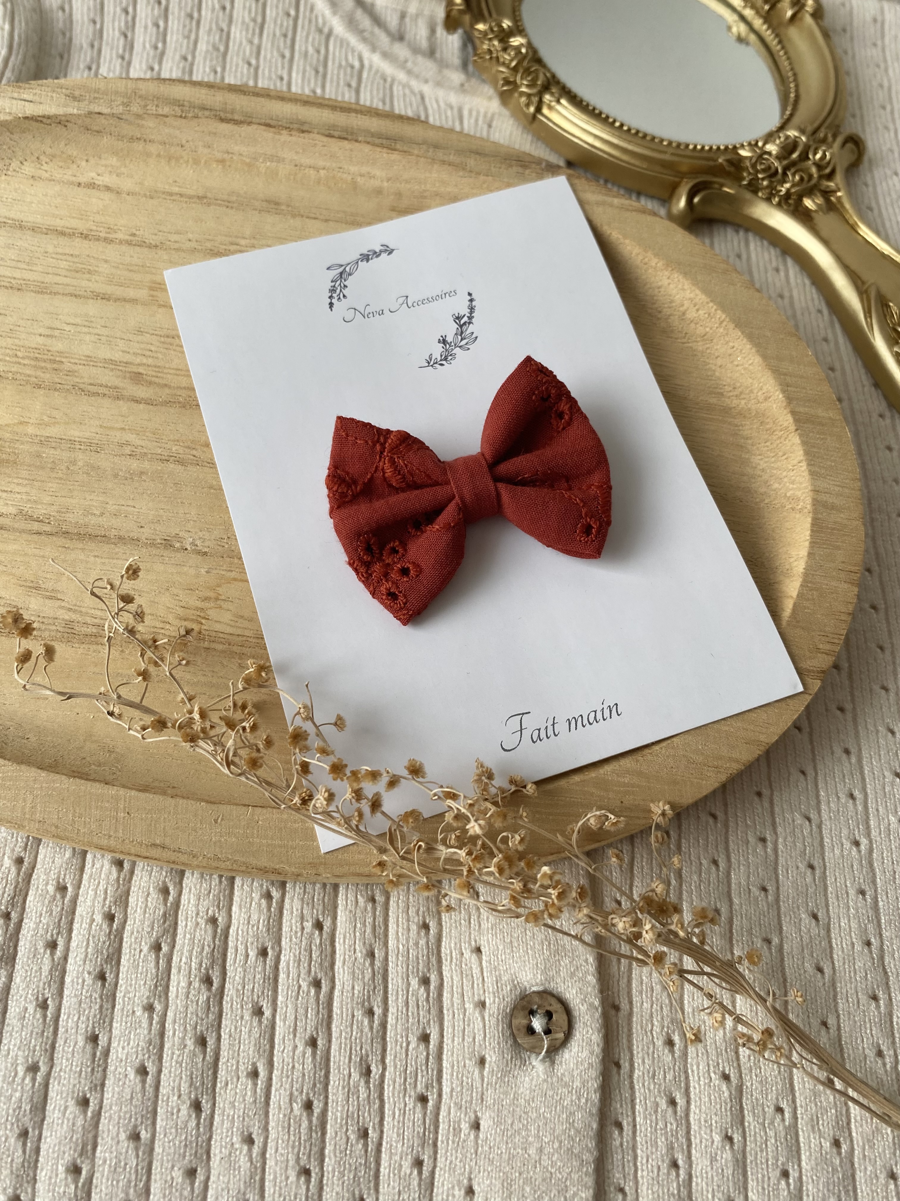 Nœud broderie anglaise rouille  S