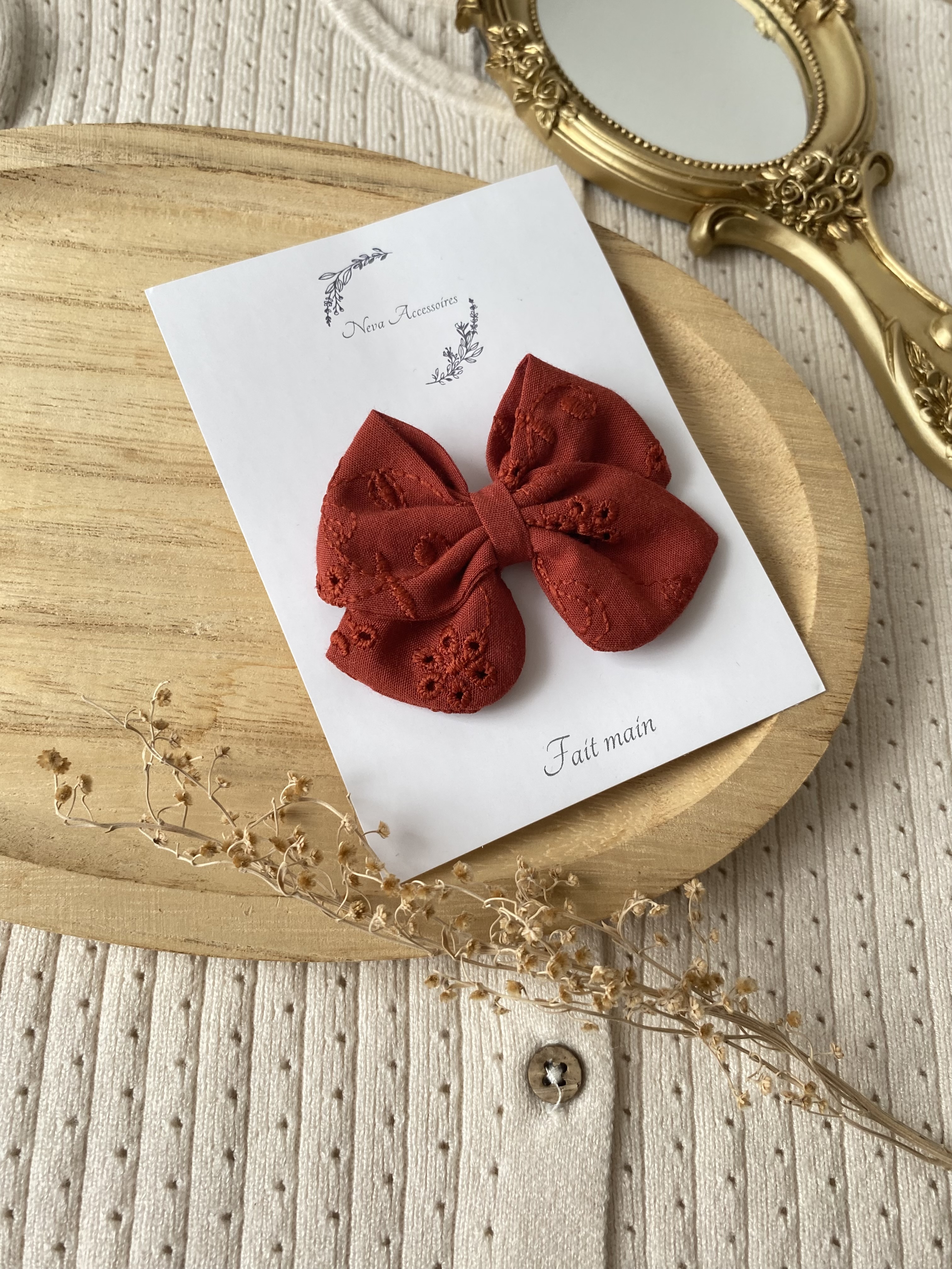 Nœud broderie anglaise rouille M