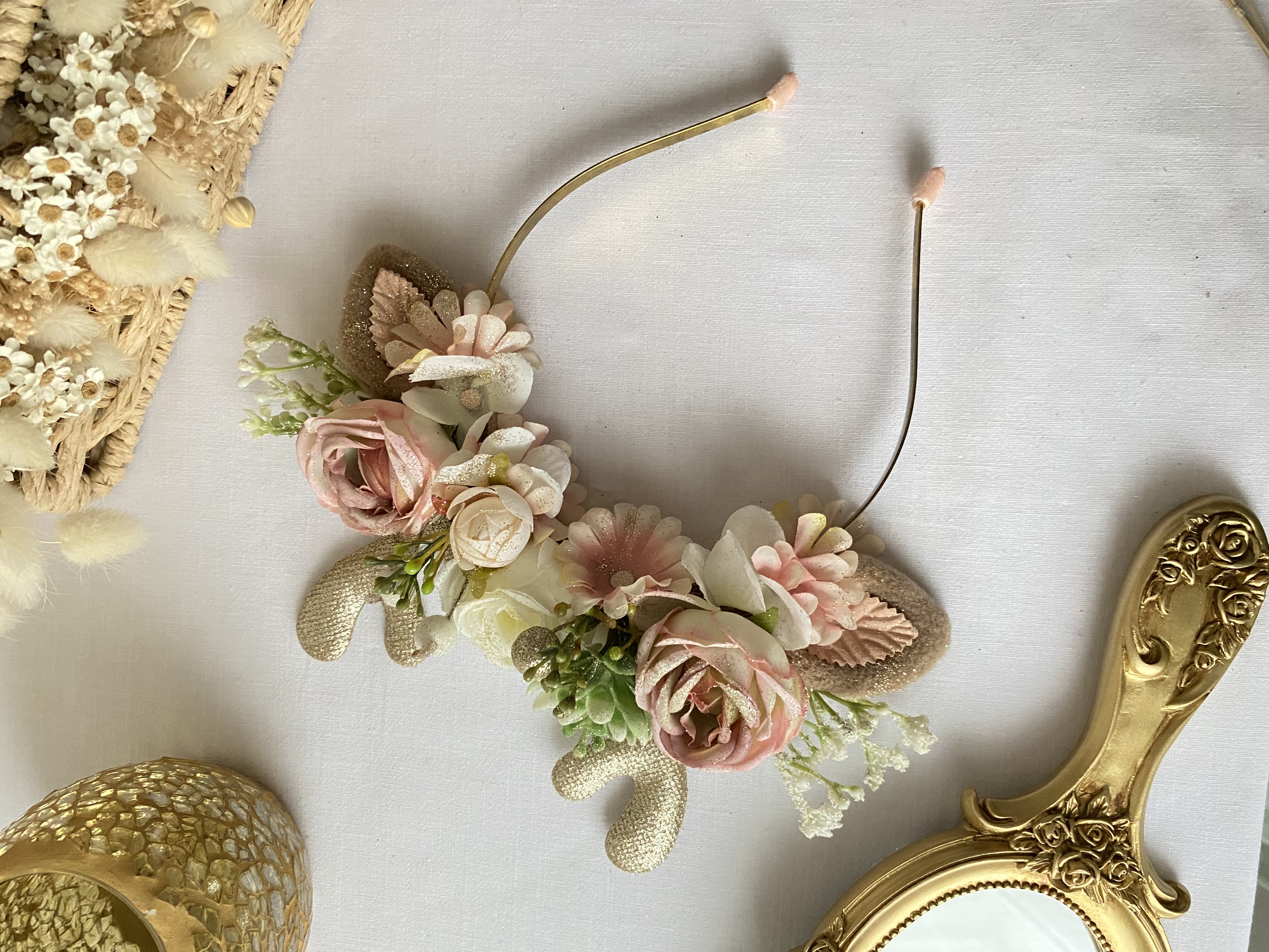 Serre tête biche rose poudre