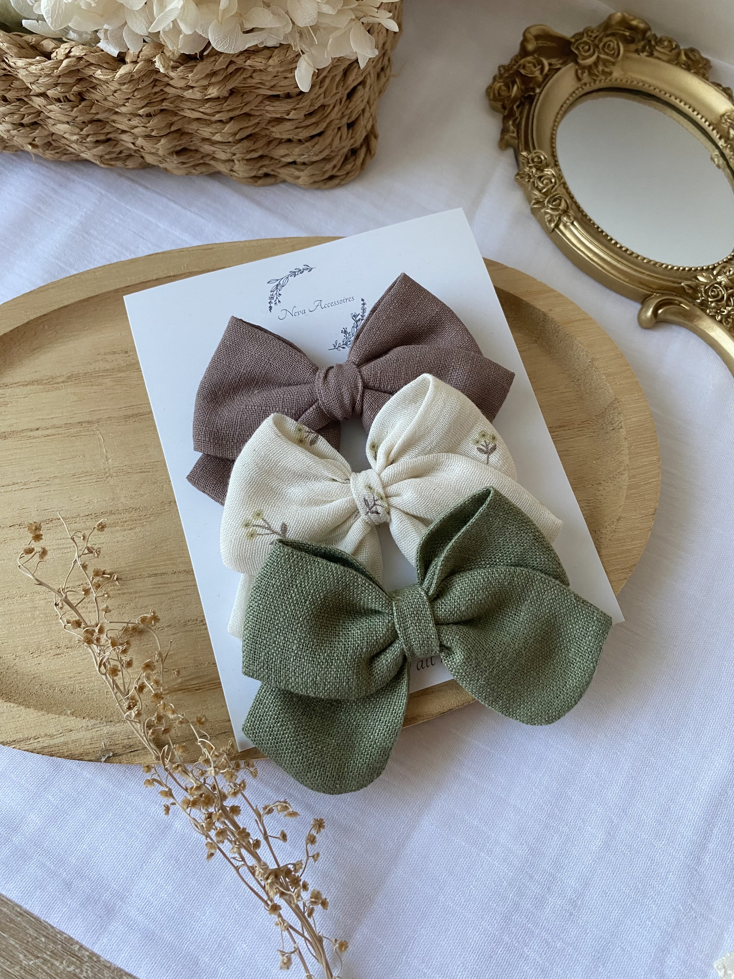 Lot de 3 nœuds fleur d'olive M