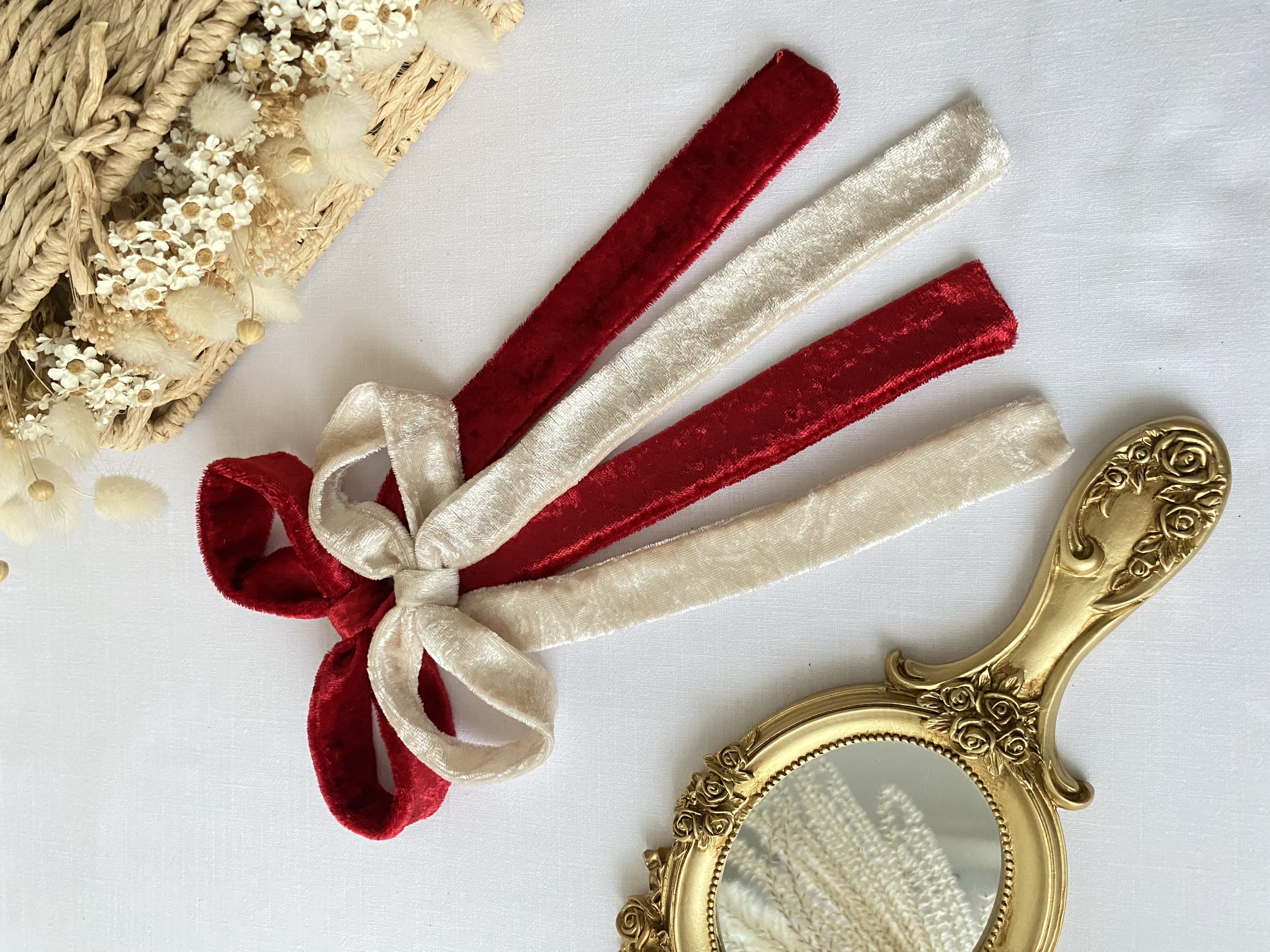 Noeud velour long tombant