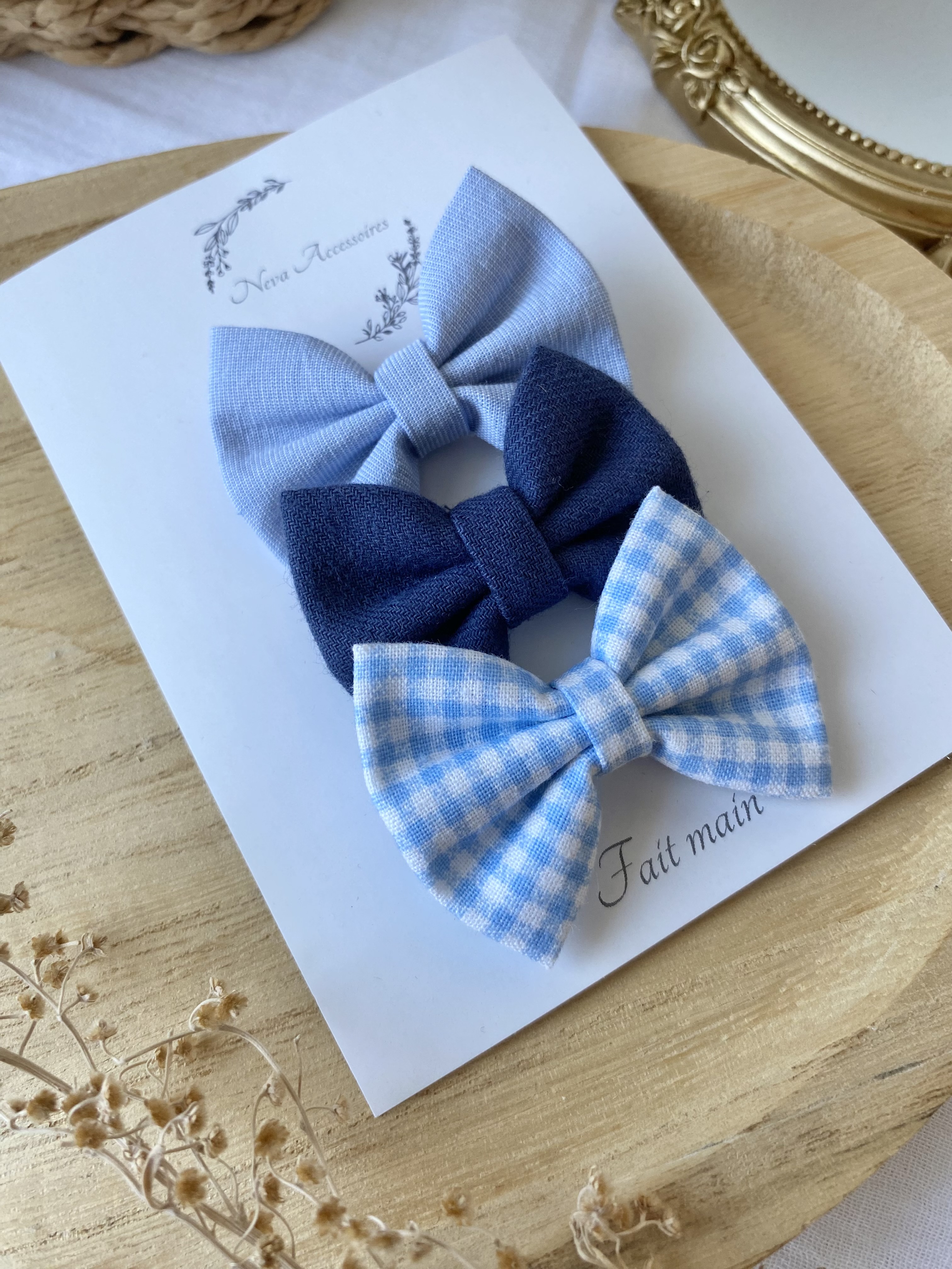 Lot de 3 nœuds passion bleu S