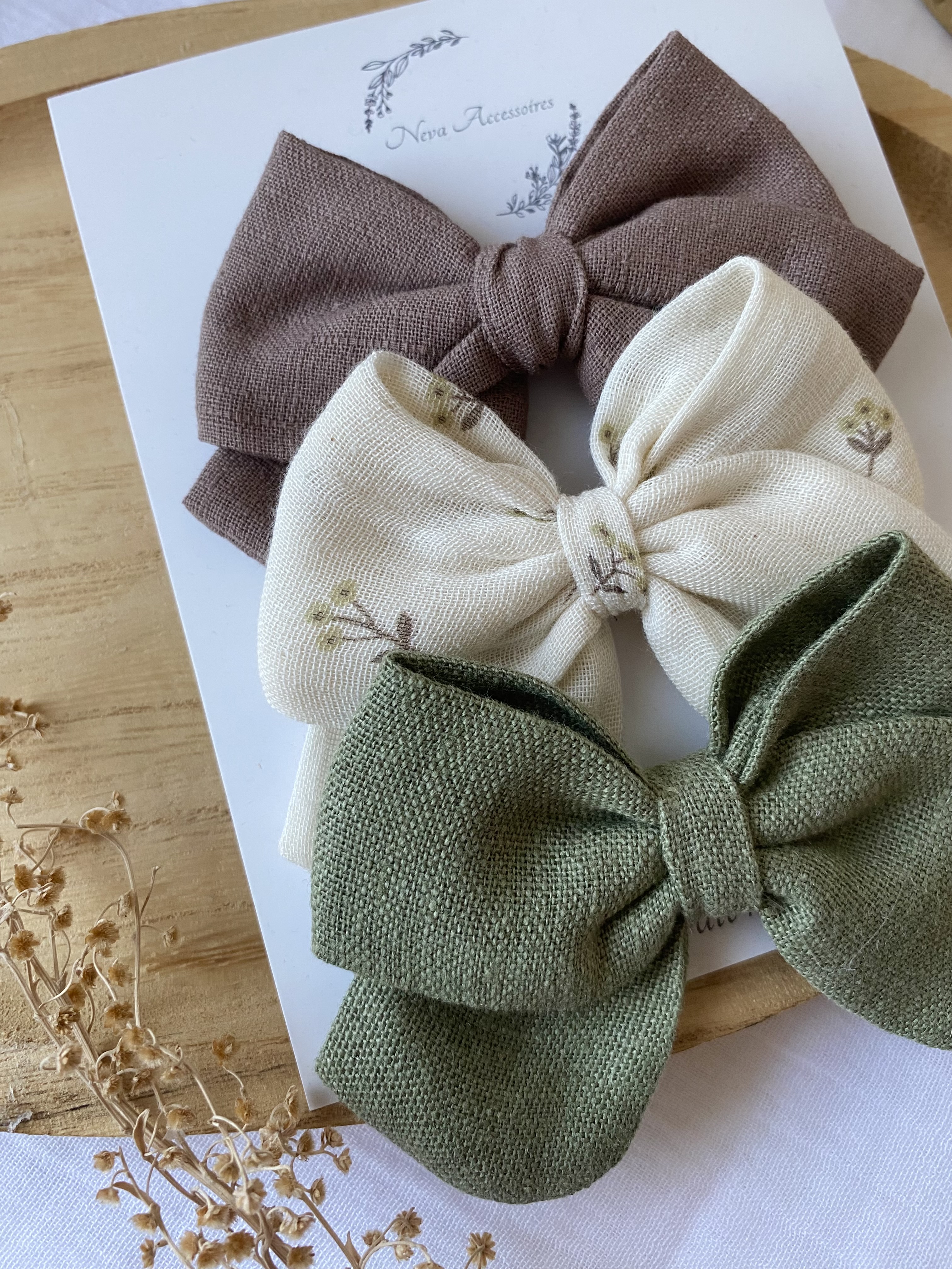 Lot de 3 nœuds fleur d'olive L