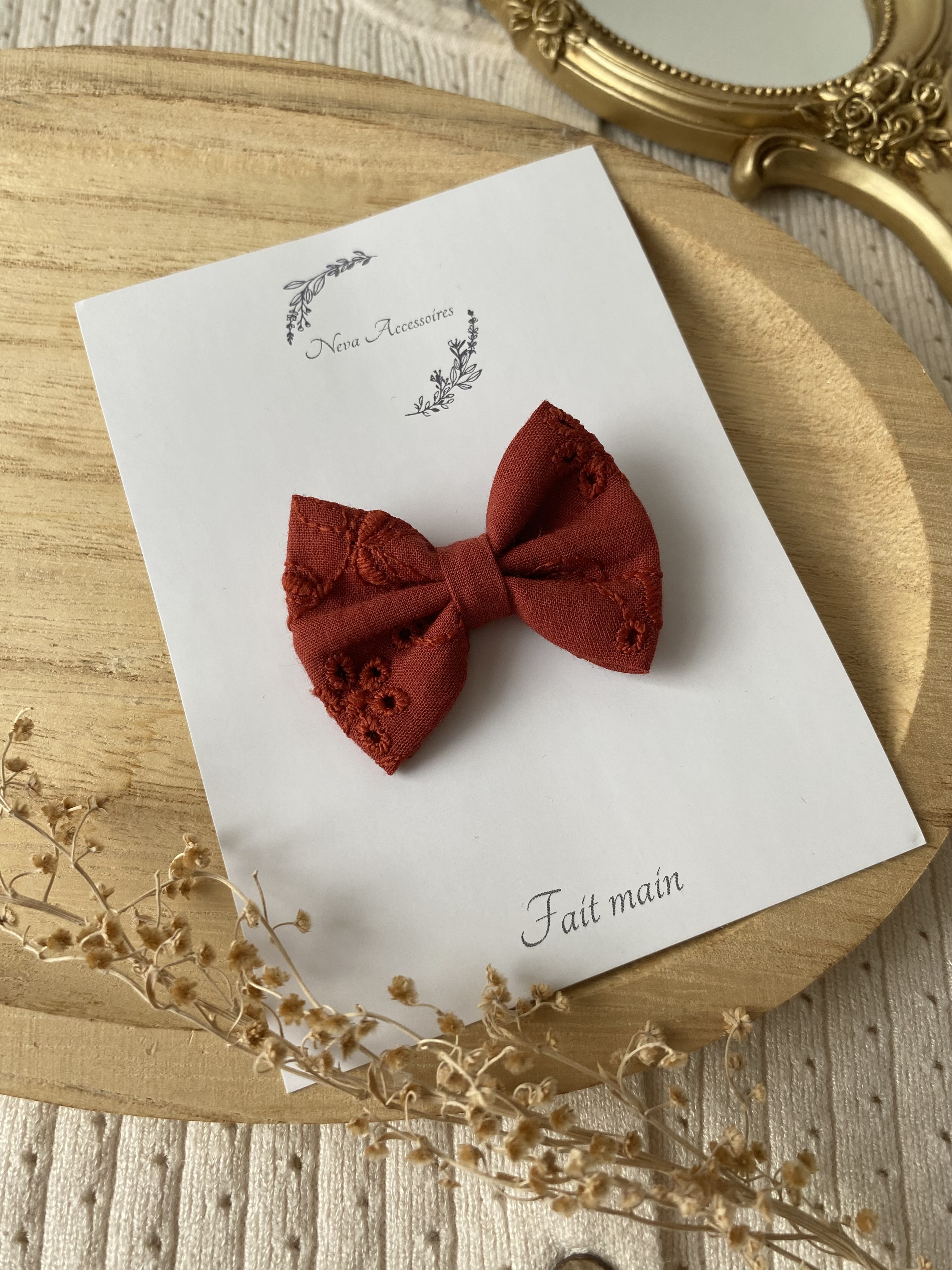 Nœud broderie anglaise rouille  S