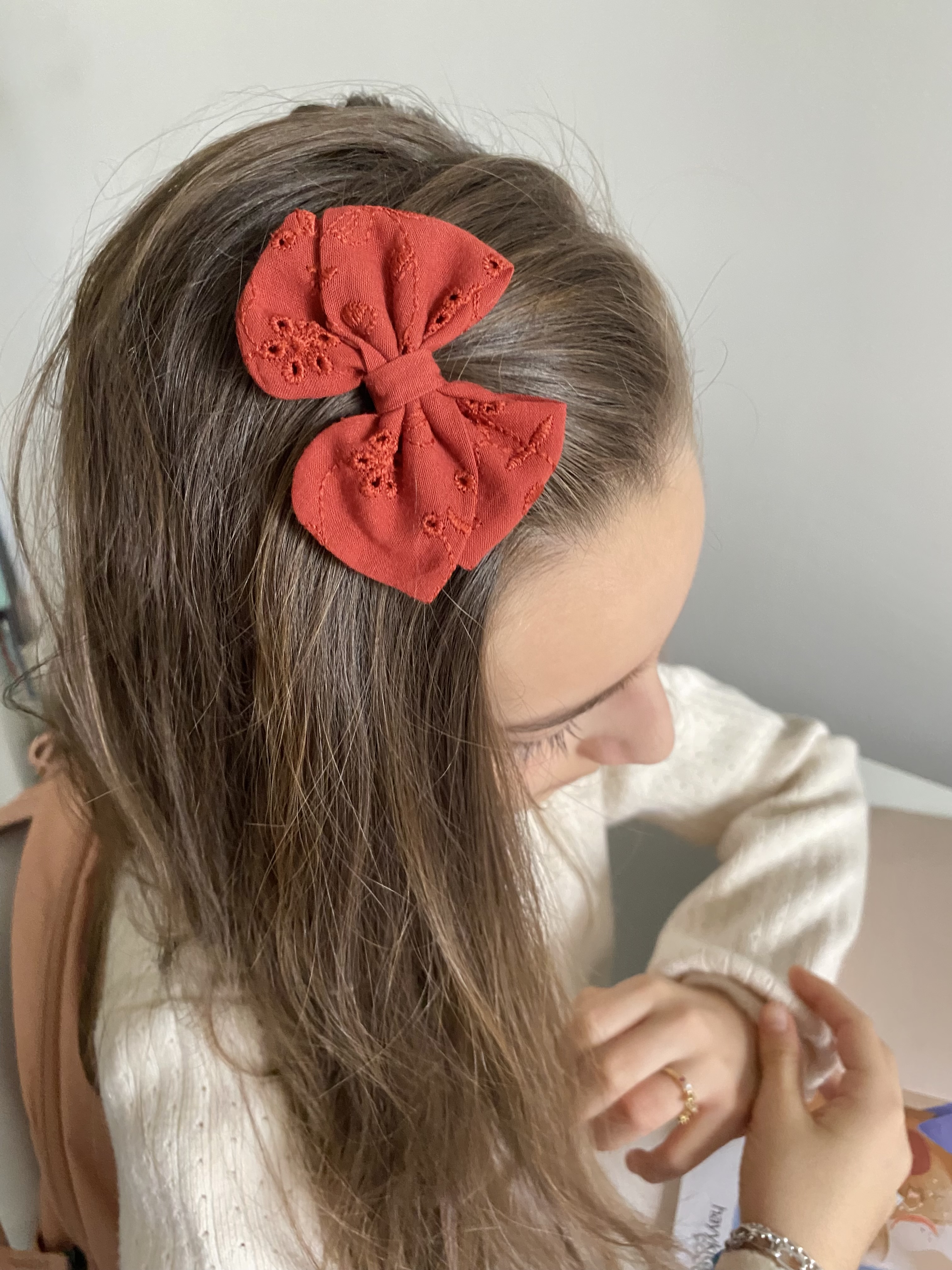 Nœud broderie anglaise rouille M