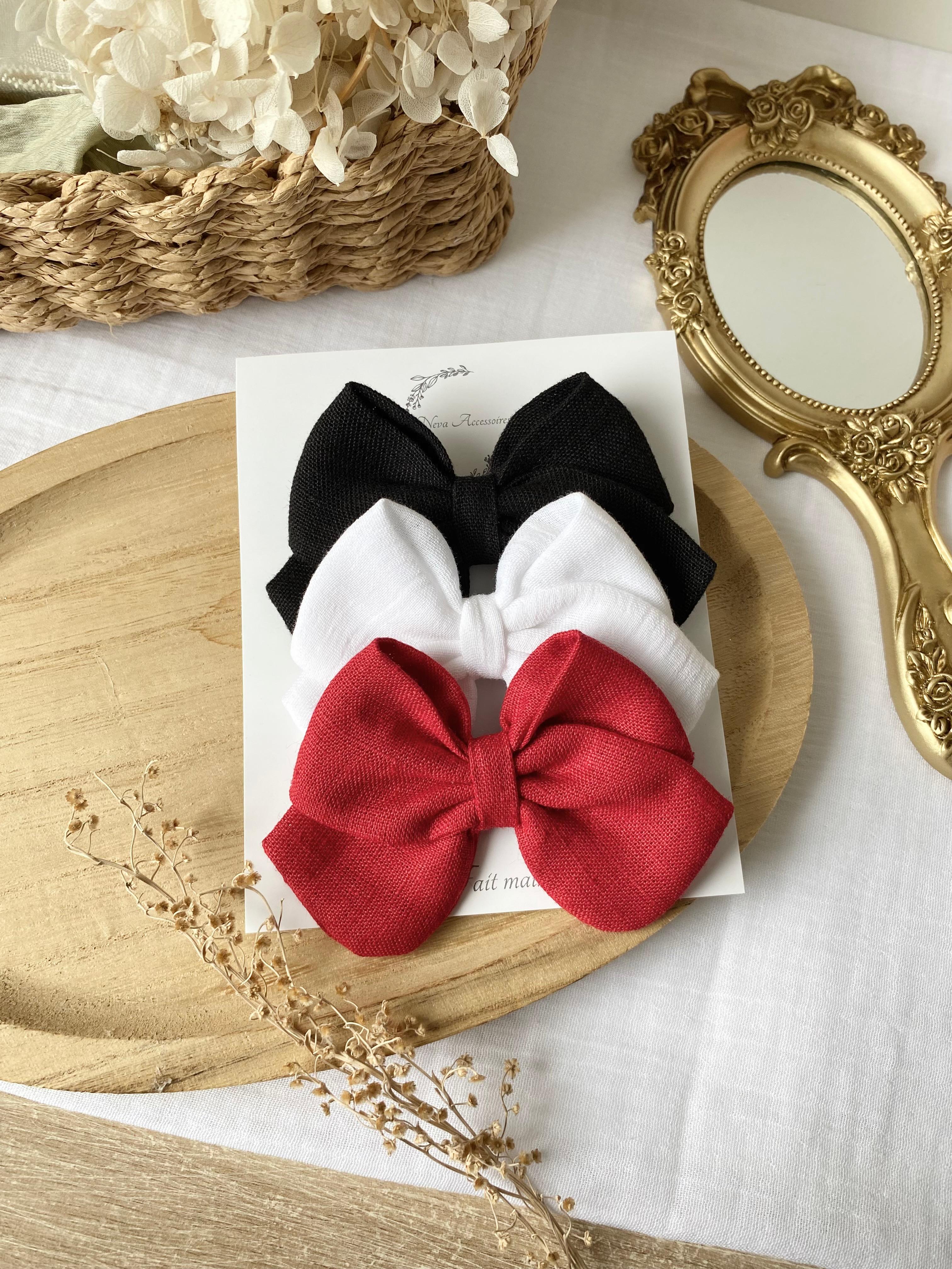 Lot de 3 nœuds noir/blanc/rouge M