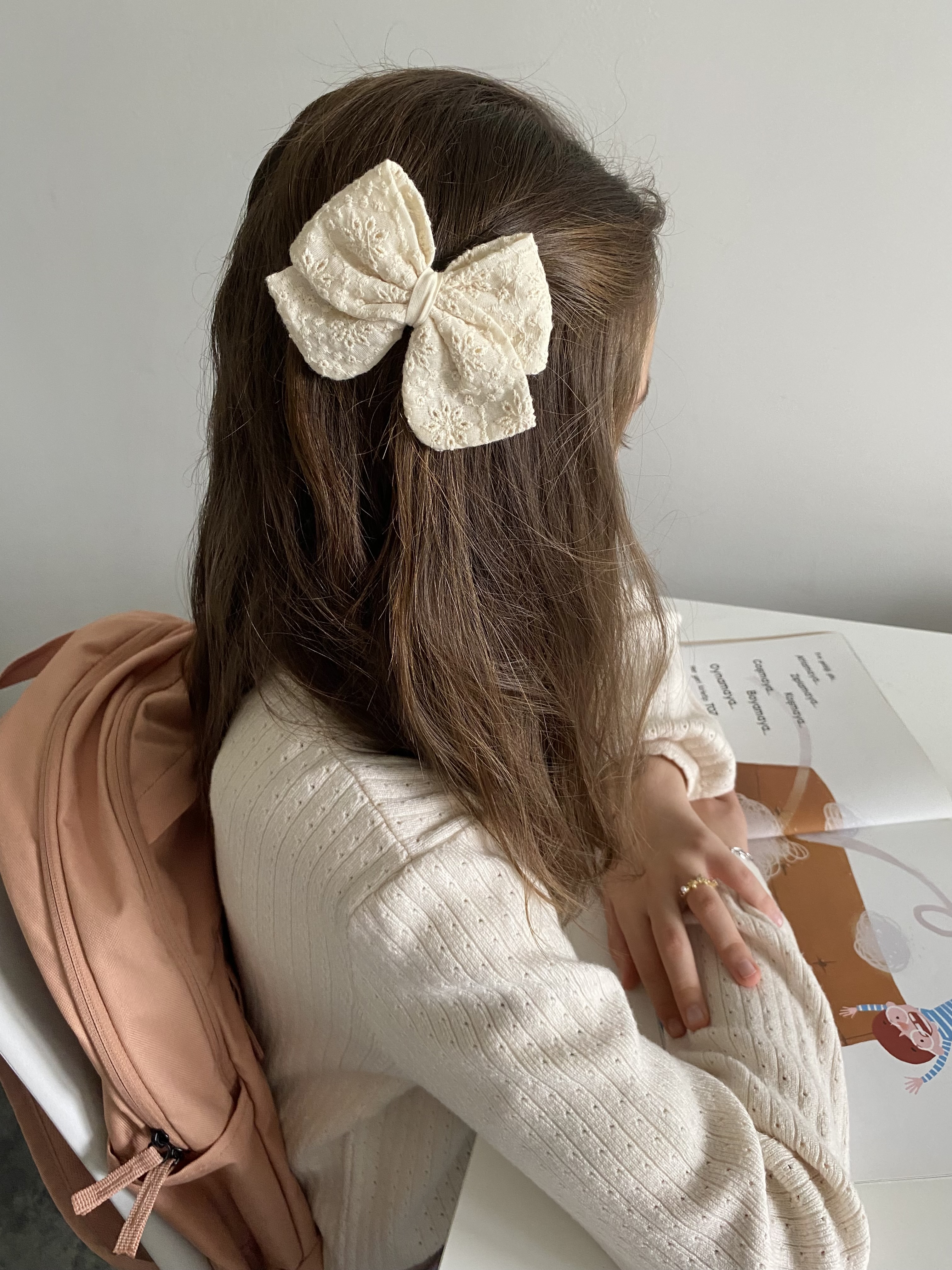 Lot de 3 nœuds en broderie anglaise L