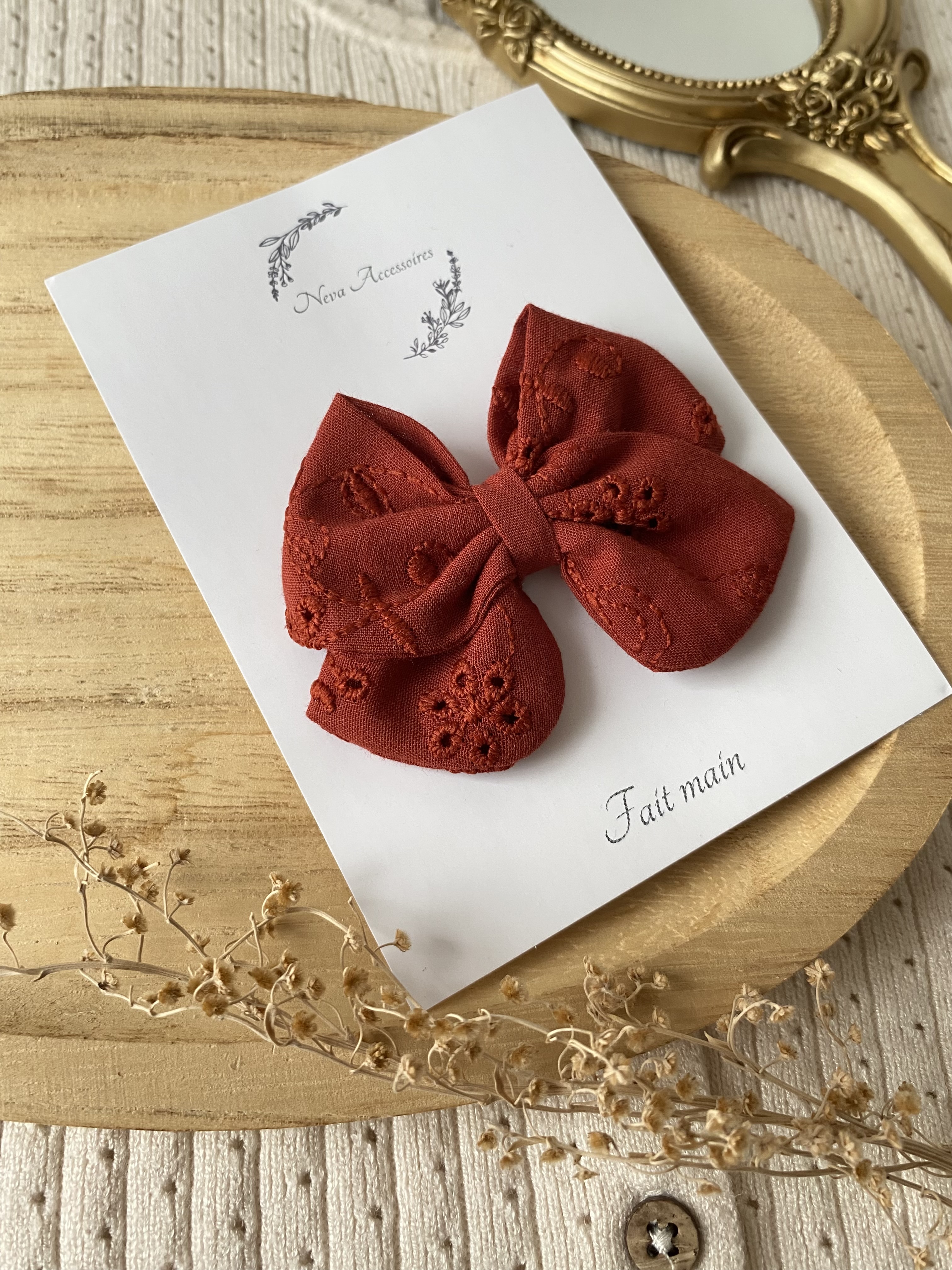 Nœud broderie anglaise rouille M