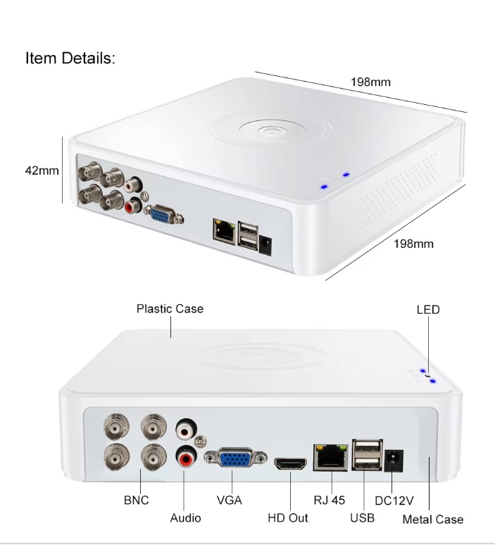 Helixson | DVR 4 CH | 2.4MP Digital Video Recorder H265 | 4 IN 1 Hybrid | Pro Series 