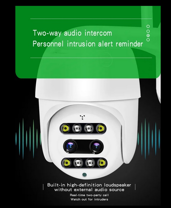 Helixson 360 Wifi House Camera Security Seguridad CCTV NVR CareCam Pro Wireless Smart Color 10X Zoom 1080P PTZ Dual Lens auto tracking two way audio Outdoor Camera  - Premium Series
