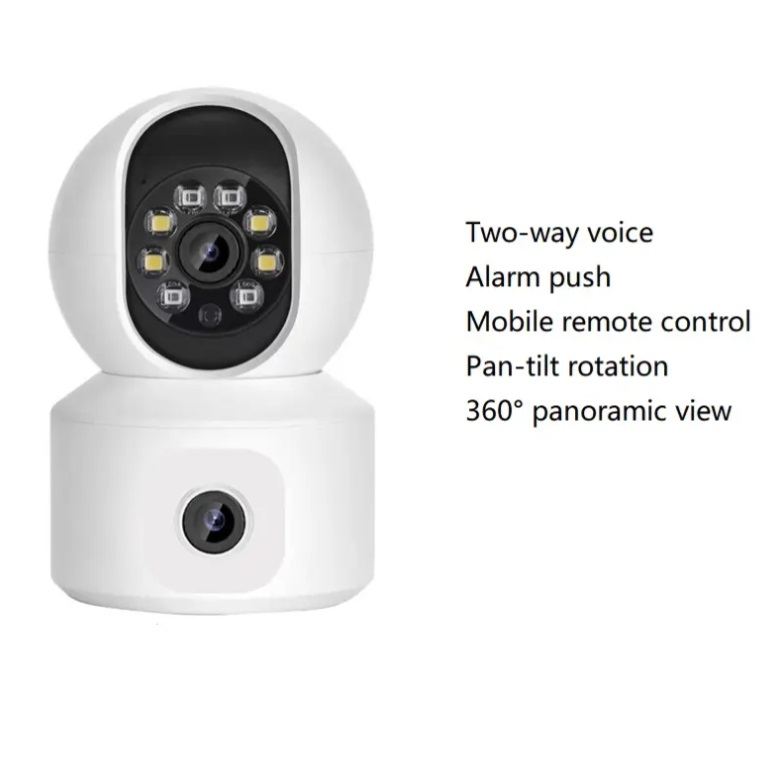 Helixson 3MP WiFi Camera Two-way Audio Dual Lens and Dual Screen Auto Tracking Indoor Use Wifi Ip Cctv Camera V380 Pro - Premium Series