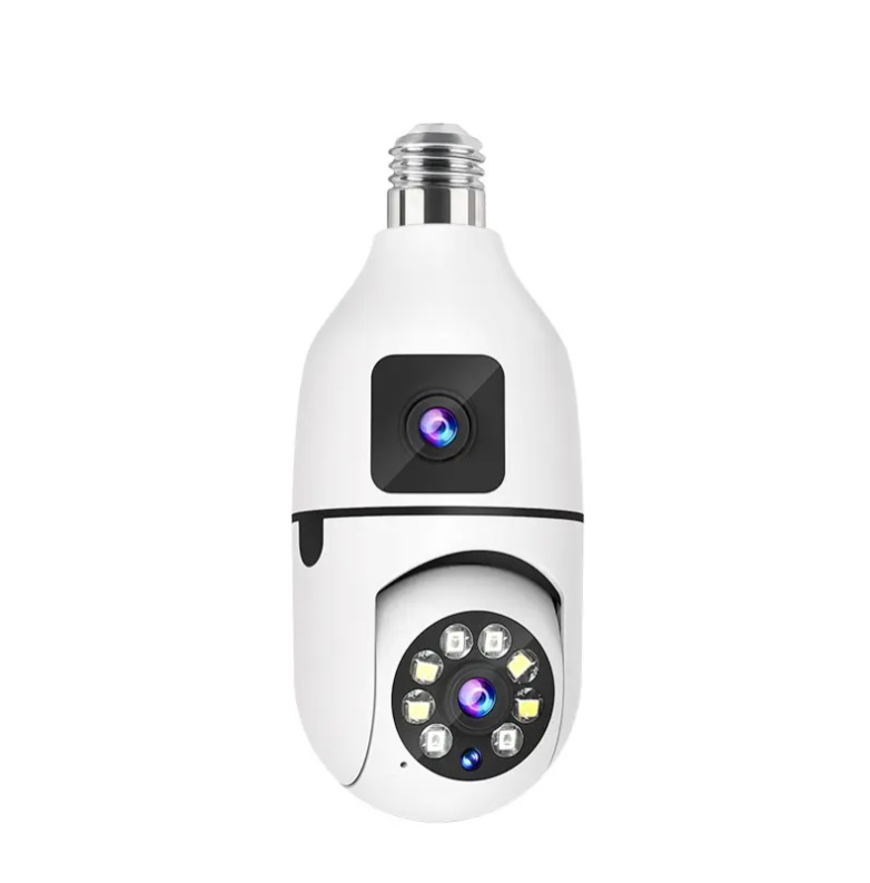 Helixson E27 Dual Lens 3MP Full Corlour Night Vision Wifi Smart Home Wireless Security Camera Two Way Audio Remote Bulb IP PTZ Camera V380 Pro - Premium Series