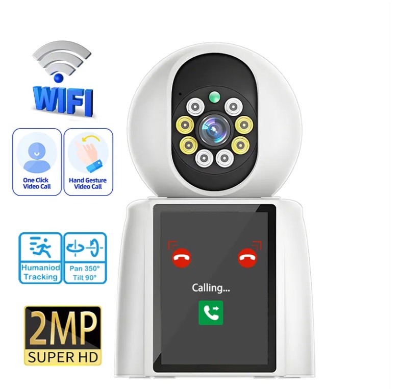 Helixson Home Surveillance Security Camera FHD 1080P WIFI PTZ Camera With IP Screen One Click Video Call Camera Mobile tracking V380 Pro  - Premium Series