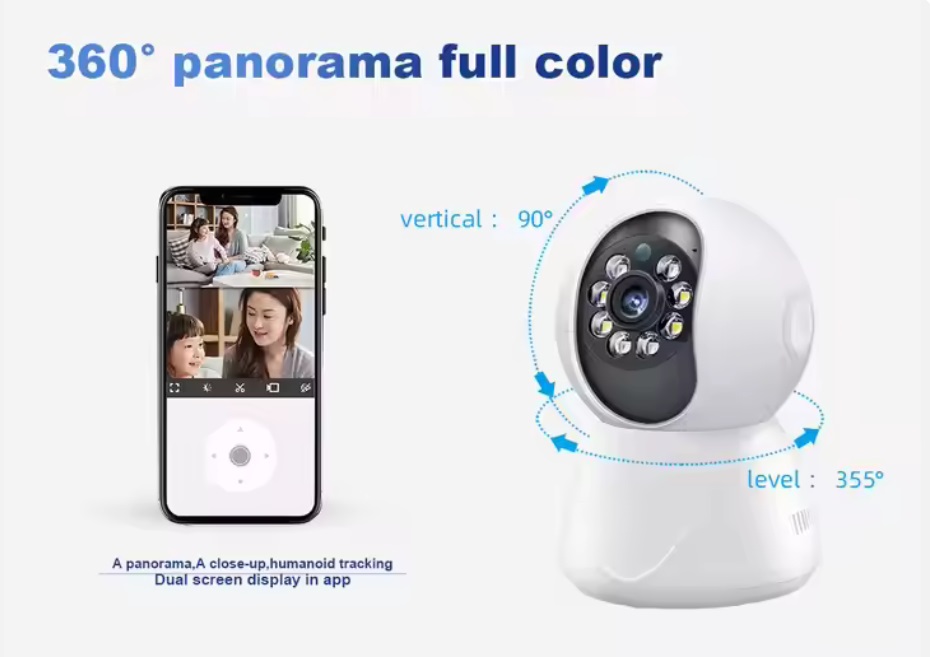 Helixson 3MP WiFi Camera Two-way Audio Auto Tracking Indoor Use Wifi Ip Cctv Camera V380 Pro - Premium Series