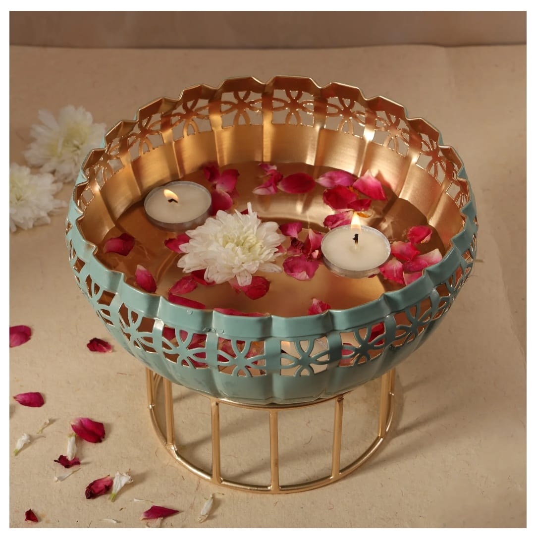 Decorative Metal Bowl with Stand