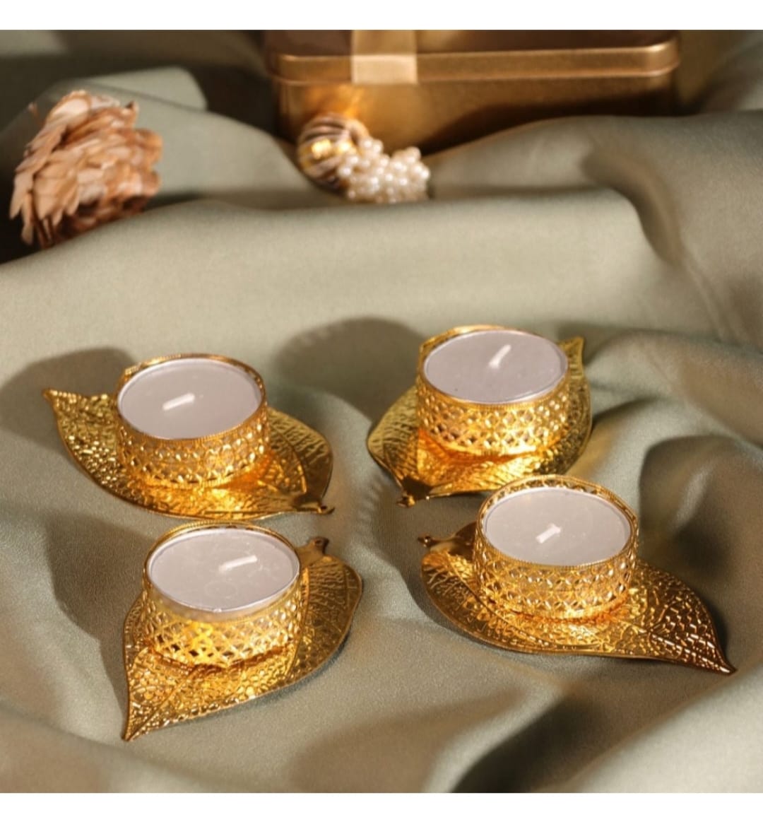 Decorative Gold Leaf Tealight Holders