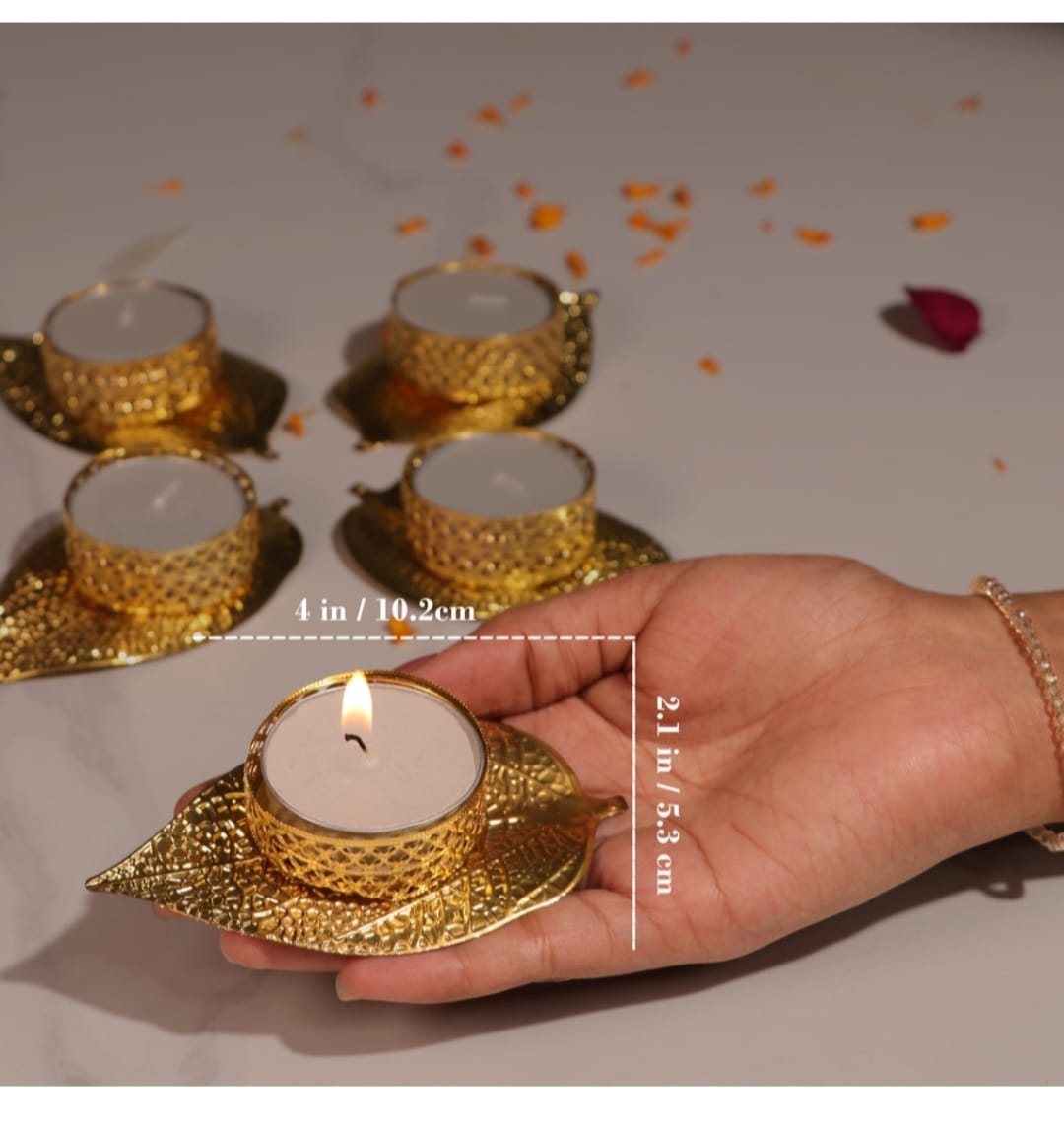 Decorative Gold Leaf Tealight Holders