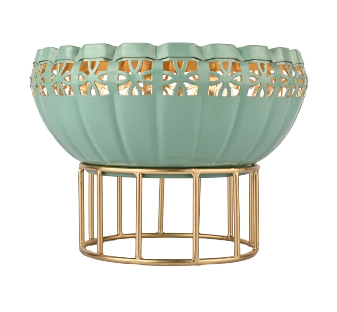 Decorative Metal Bowl with Stand