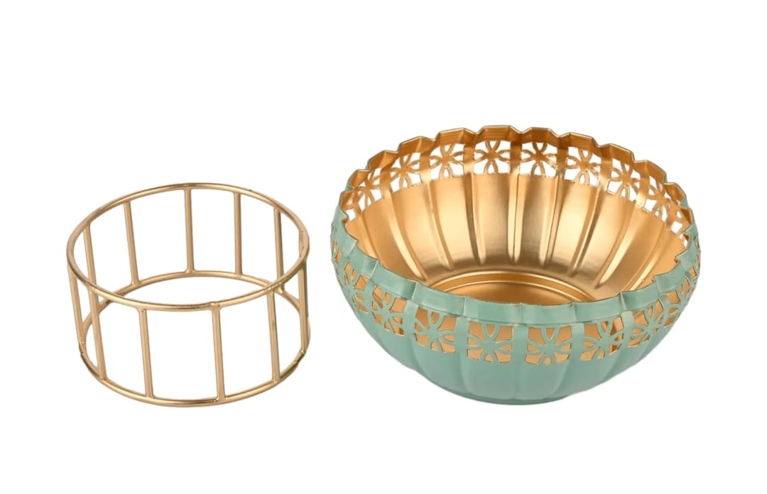 Decorative Metal Bowl with Stand