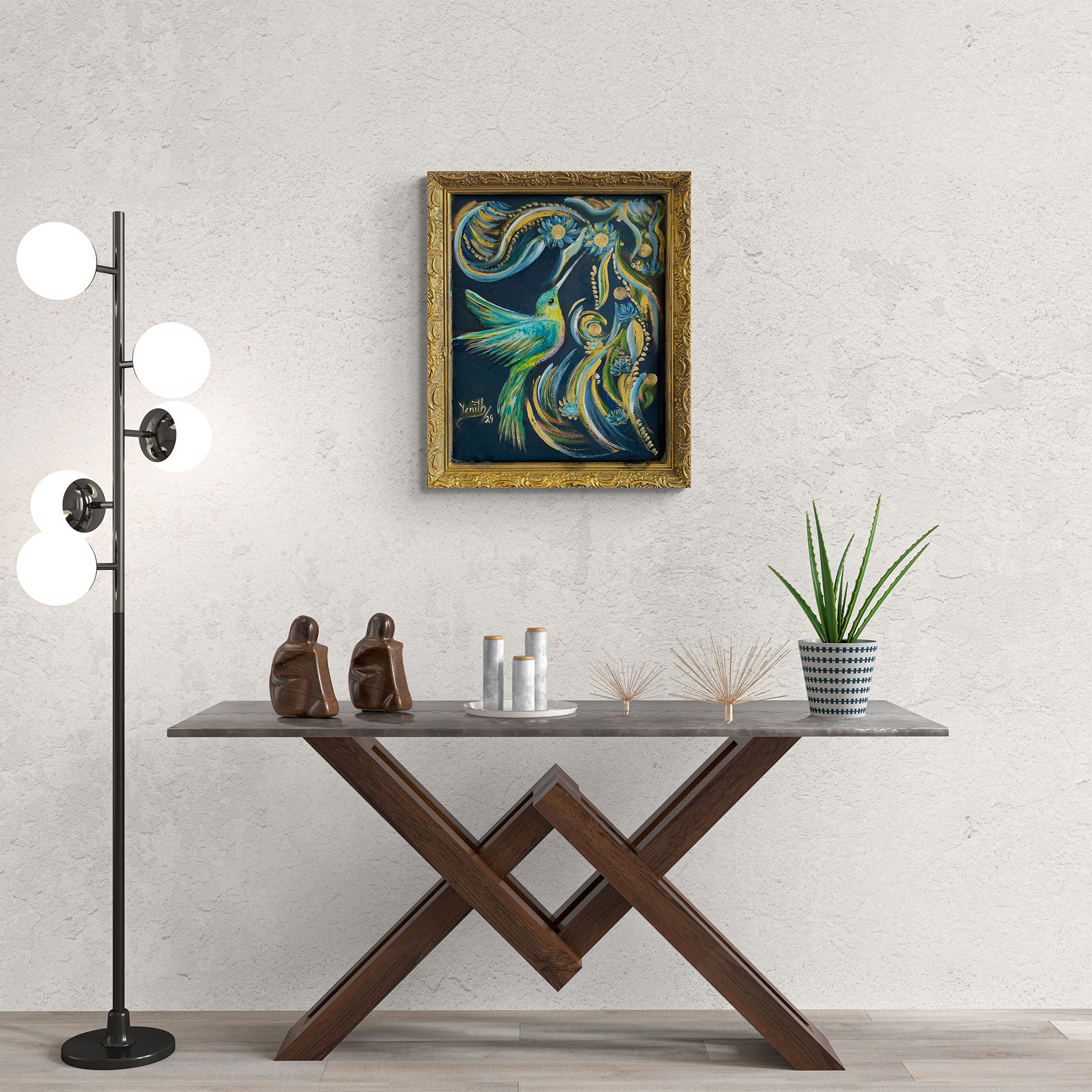 Pintura de colibrí