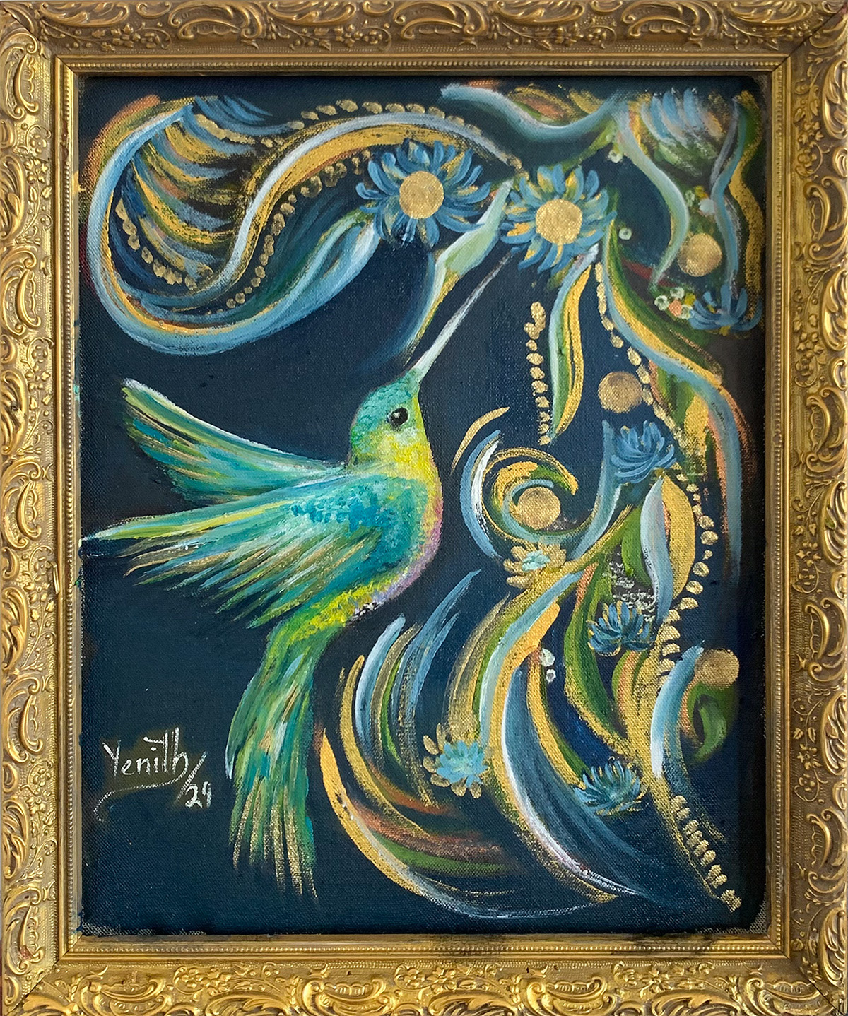 Pintura de colibrí