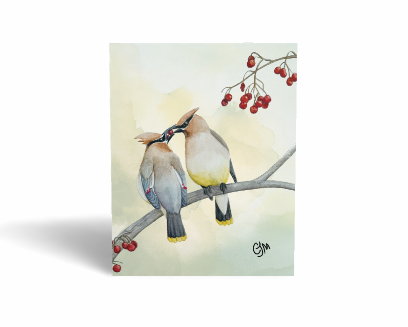 Cedar Waxwings Greeting Card