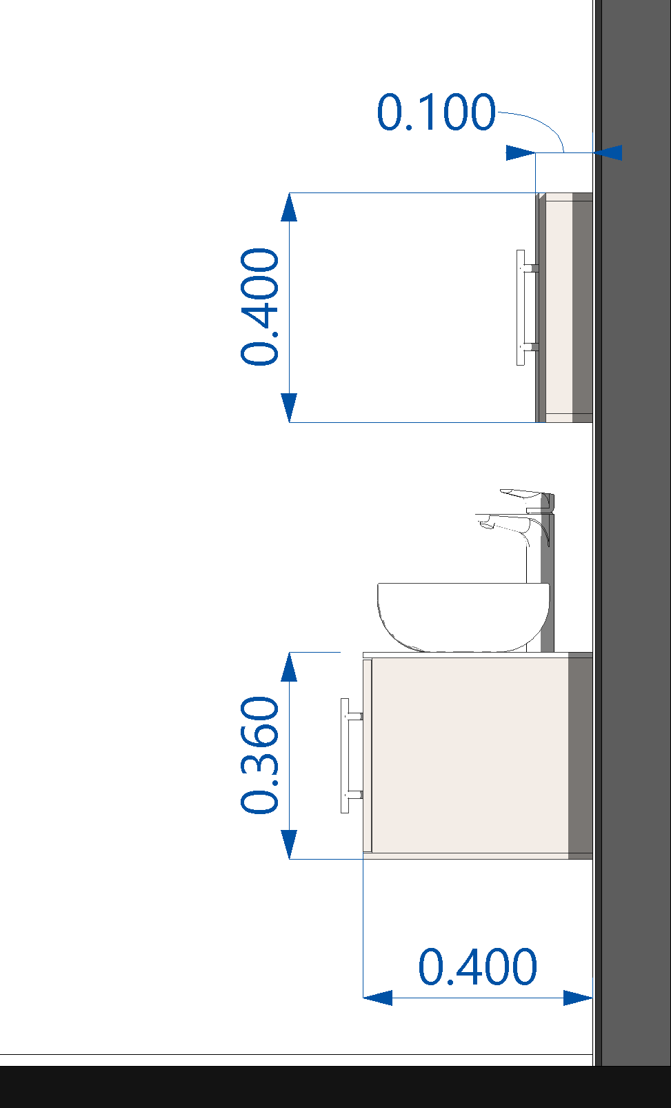 Lavabo con Gabinete y Botiquín · Blanco Absoluto / Encino Polar · Revit 2025