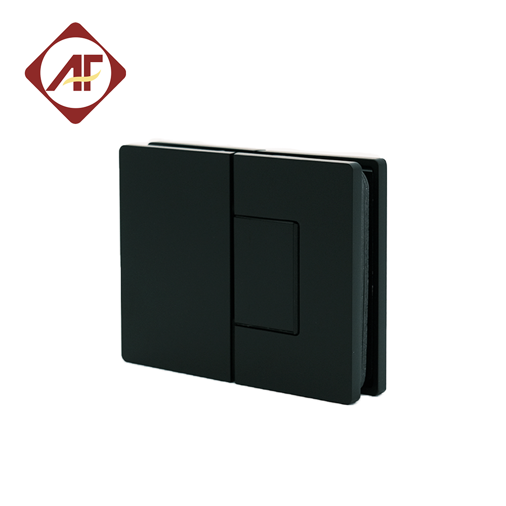 Matte black glass door hinge