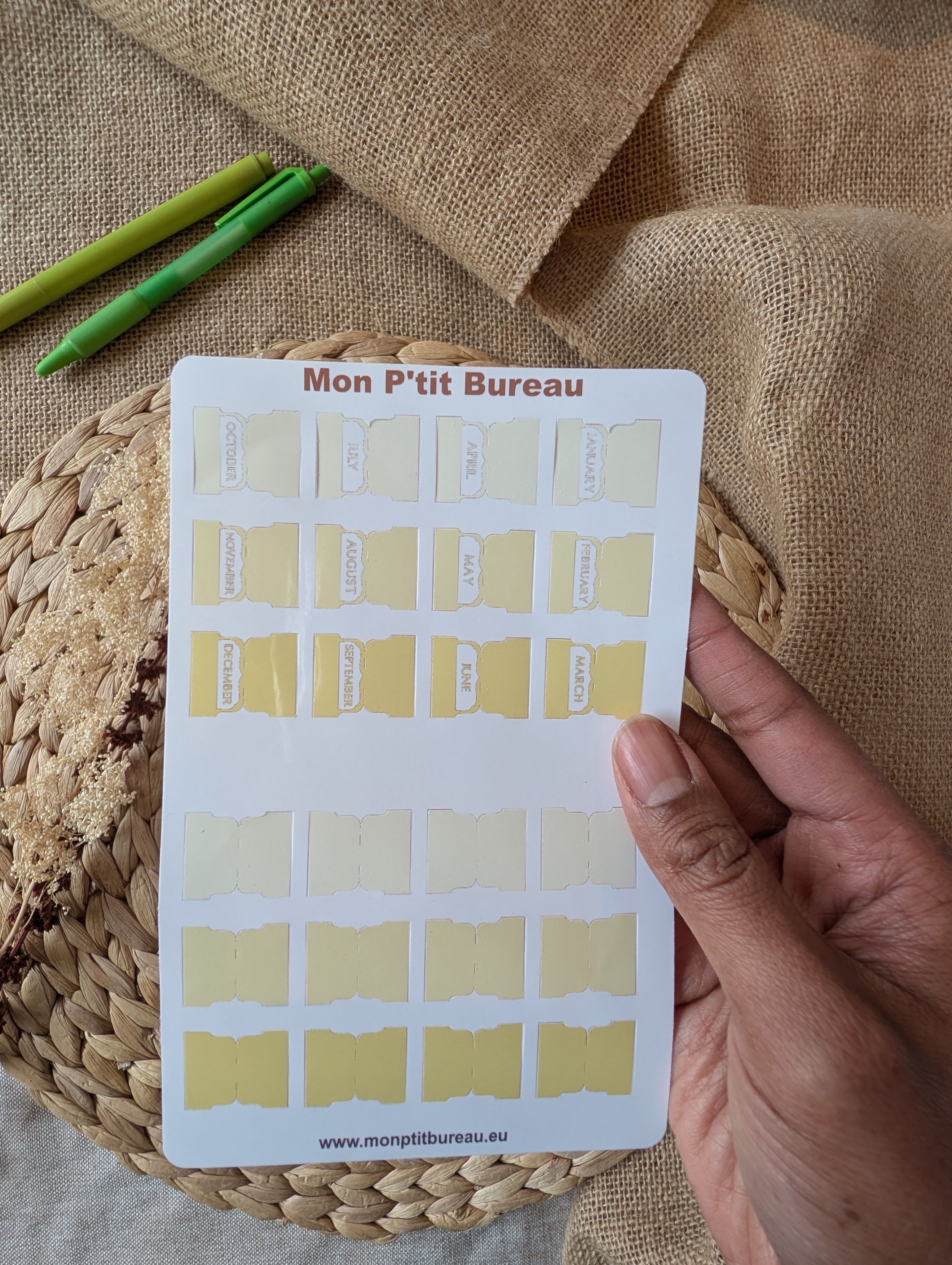 Onglet mensuel ou vierge