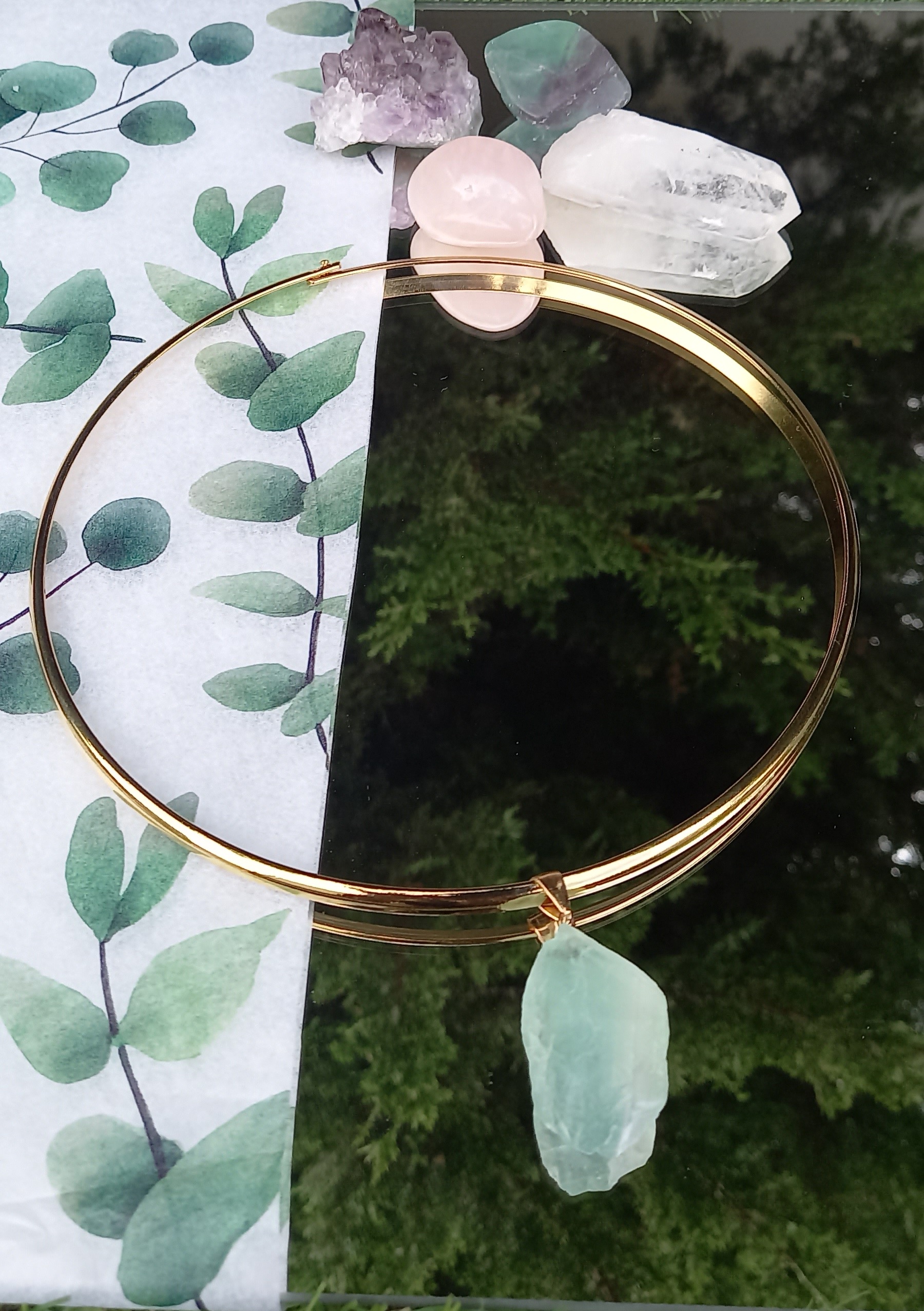 Tour de cou avec pendentif en fluorite