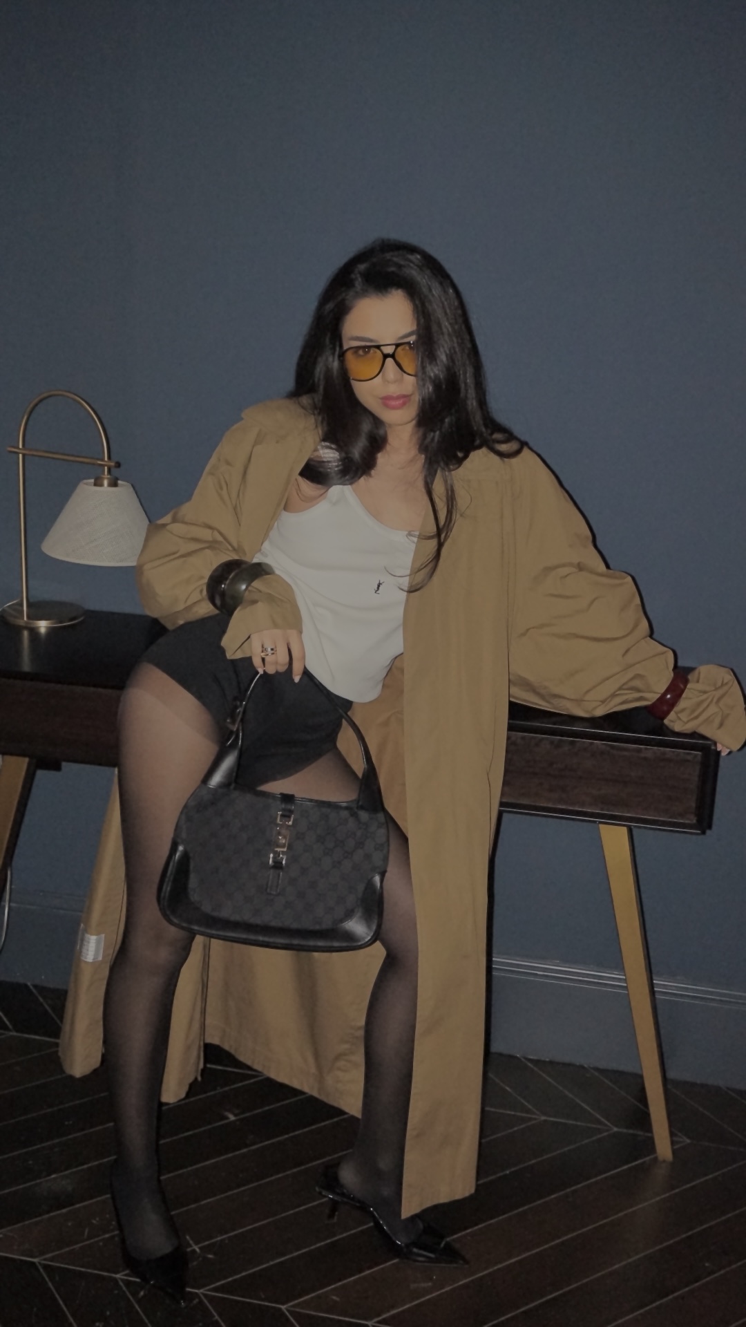 VINTAGE GUCCI ‘JACKIE’ BAG — BLACK MONOGRAM GG & LEATHER