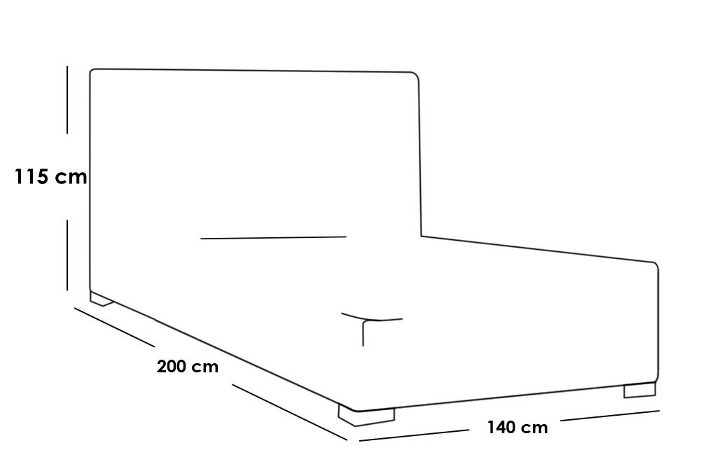 سرير كوين من الخشب السويدي والمخمل شانيل  200 *140 سم - رمادي