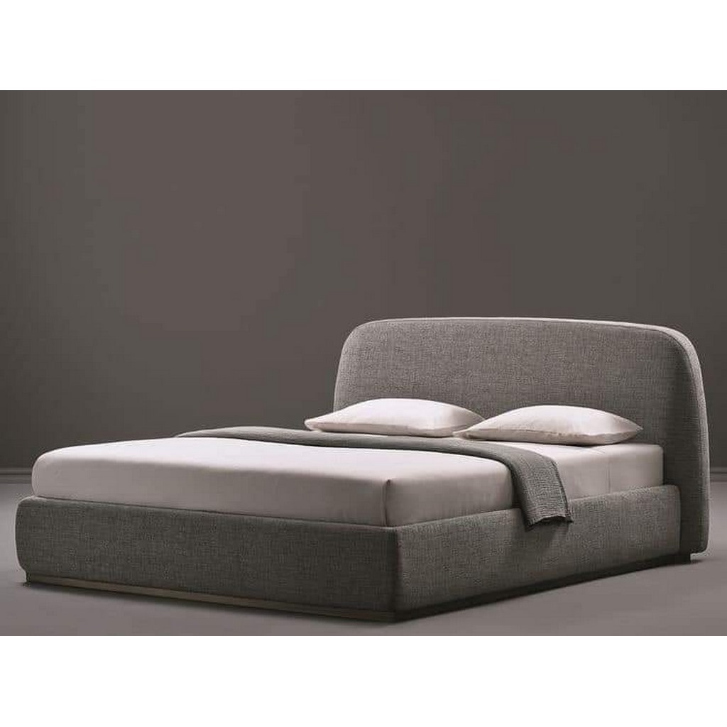 سرير كوين من الخشب السويدي والمخمل شانيل 200 *140 سم - رمادي